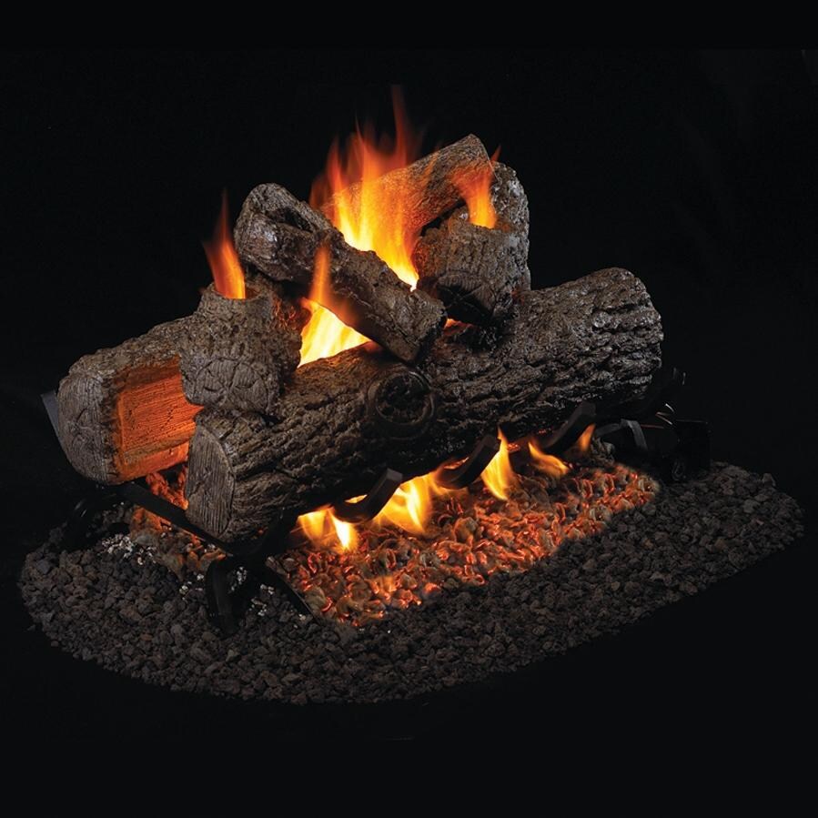 Peterson Real Fyre 20-Inch Golden Oak See-Thru Gas Log Set With Vented Propane G45 Burner - Manual Safety Pilot