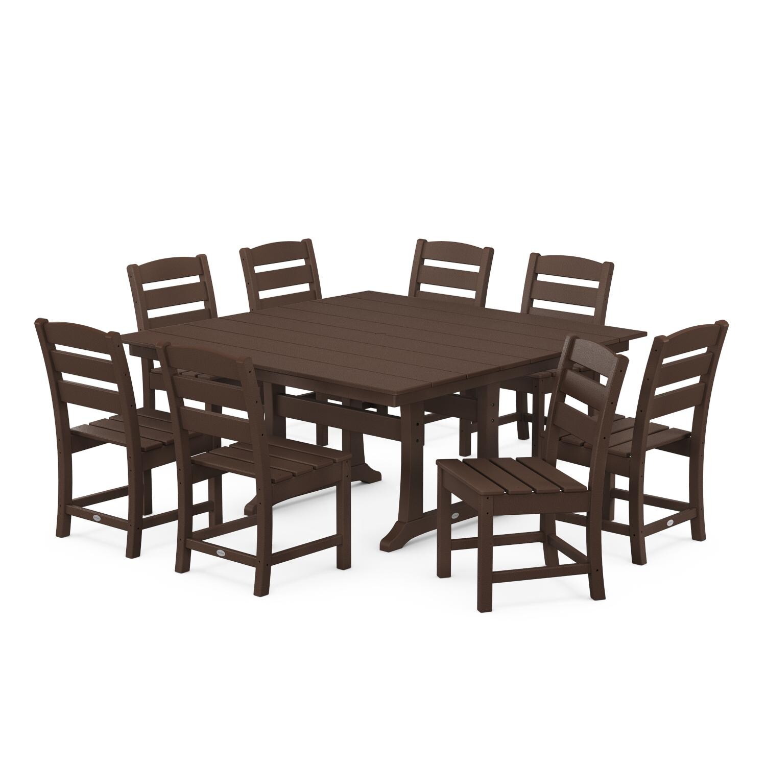 POLYWOOD PWS661-1-MA Lakeside 9-Piece Farmhouse Trestle Dining Set - Mahogany thumbnail