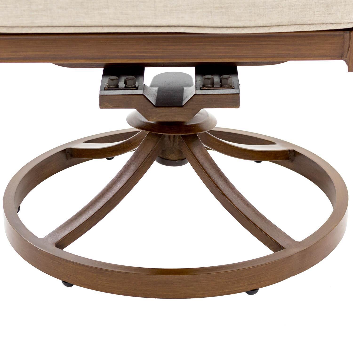 Arabella Aluminum Swivel Rocker Dining Chair W/ Sunbrella Cast Ash Cushion - Swivel Detail thumbnail