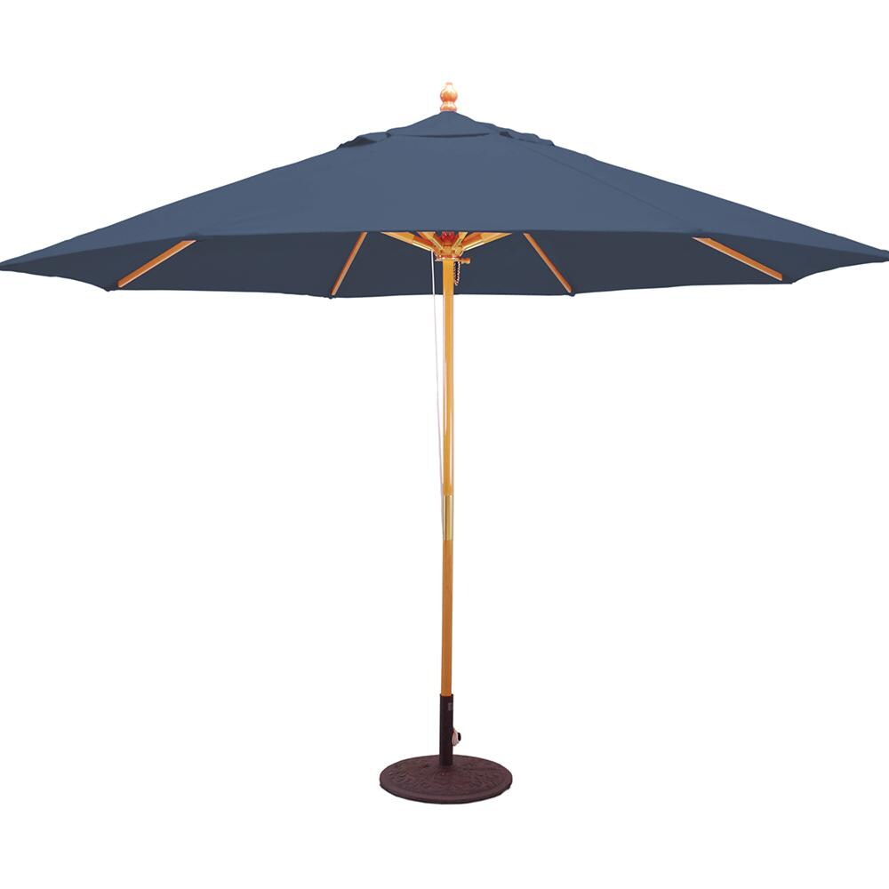 Galtech 11 Ft. Octagonal Hardwood Patio Market Umbrella W/ Pulley - Light Wood W/ Sunbrella Canvas Navy Canopy