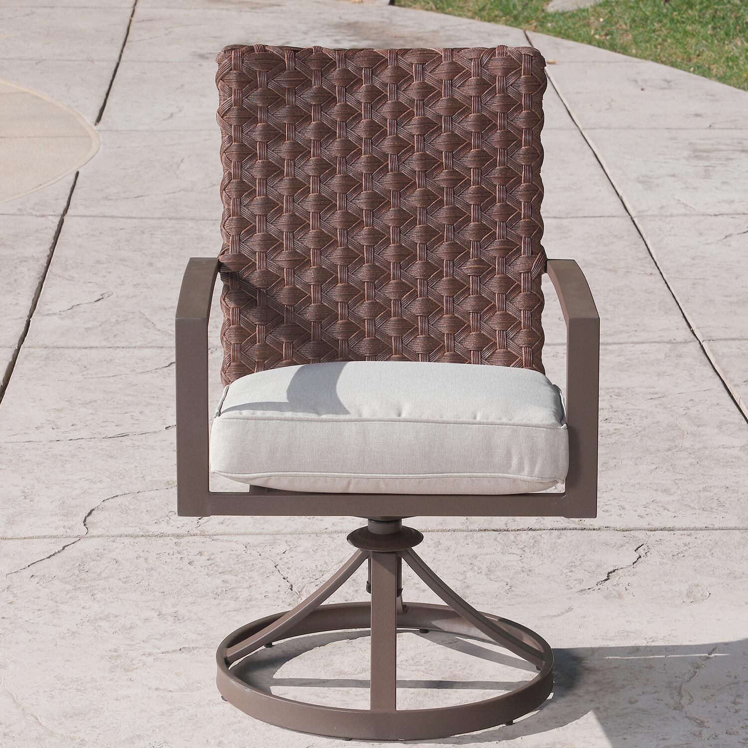 Lakeview Outdoor Designs Bay St. Louis 7 Piece Wicker & Aluminum Patio Dining Set - Swivel Rocker Patio Dining Chair Front thumbnail