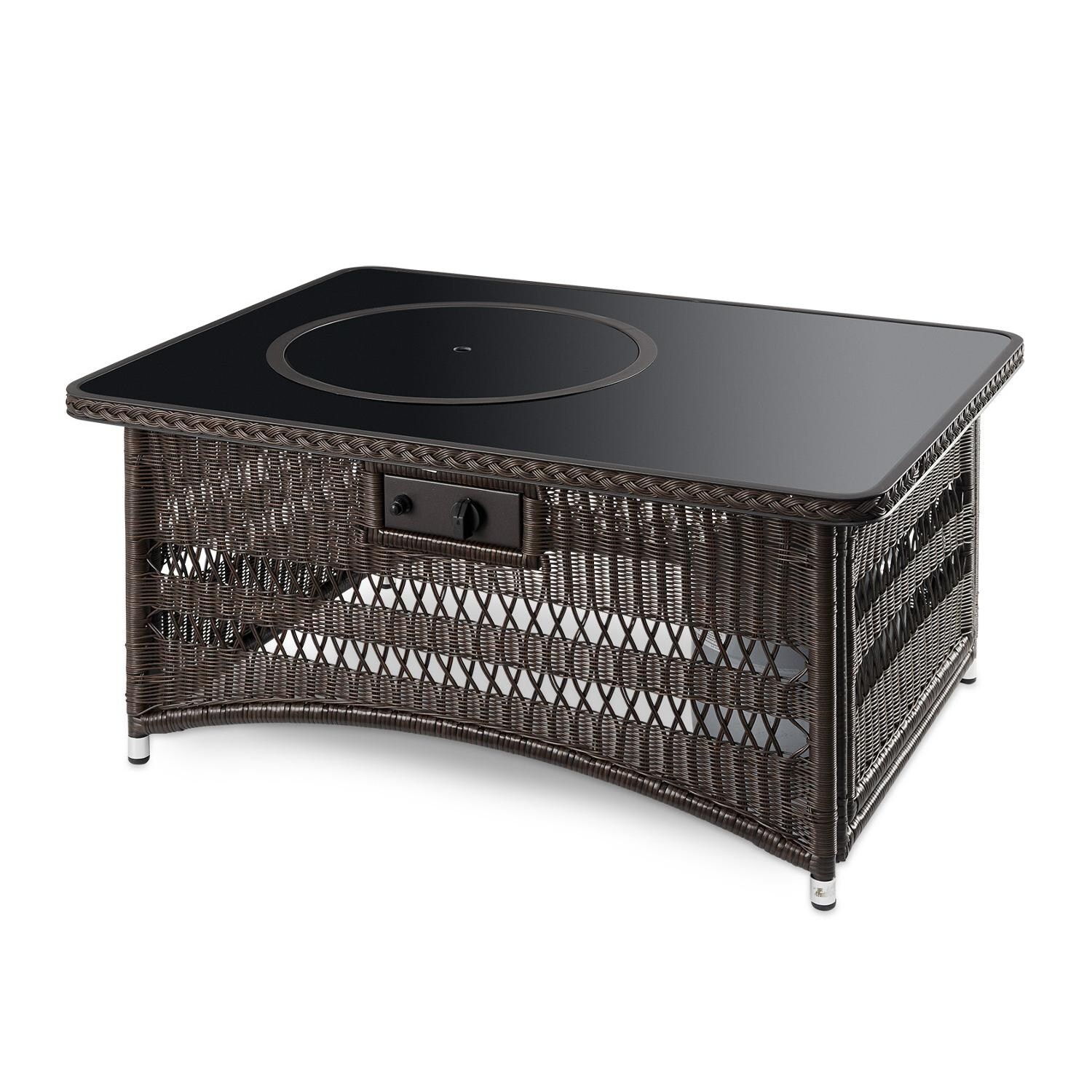 The Outdoor GreatRoom Company Naples Rectangular Gas Fire Pit Table - Includes black glass burner cover thumbnail