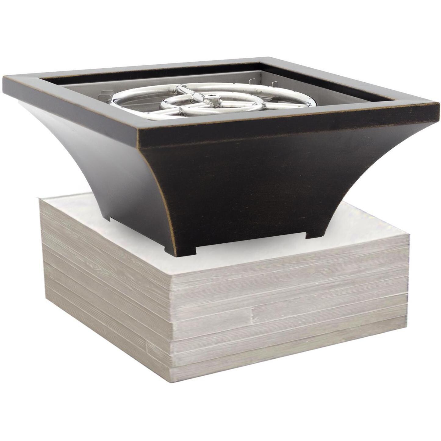 BBQGuys Signature Series Lavelle 24-Inch Square High-Rise Propane Fire Bowl - Oil Rubbed Bronze - On Column (Not Included) thumbnail