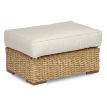 Leucadia Wicker Patio Ottoman W/ Sunbrella Canvas Flax Cushion By Sunset West image