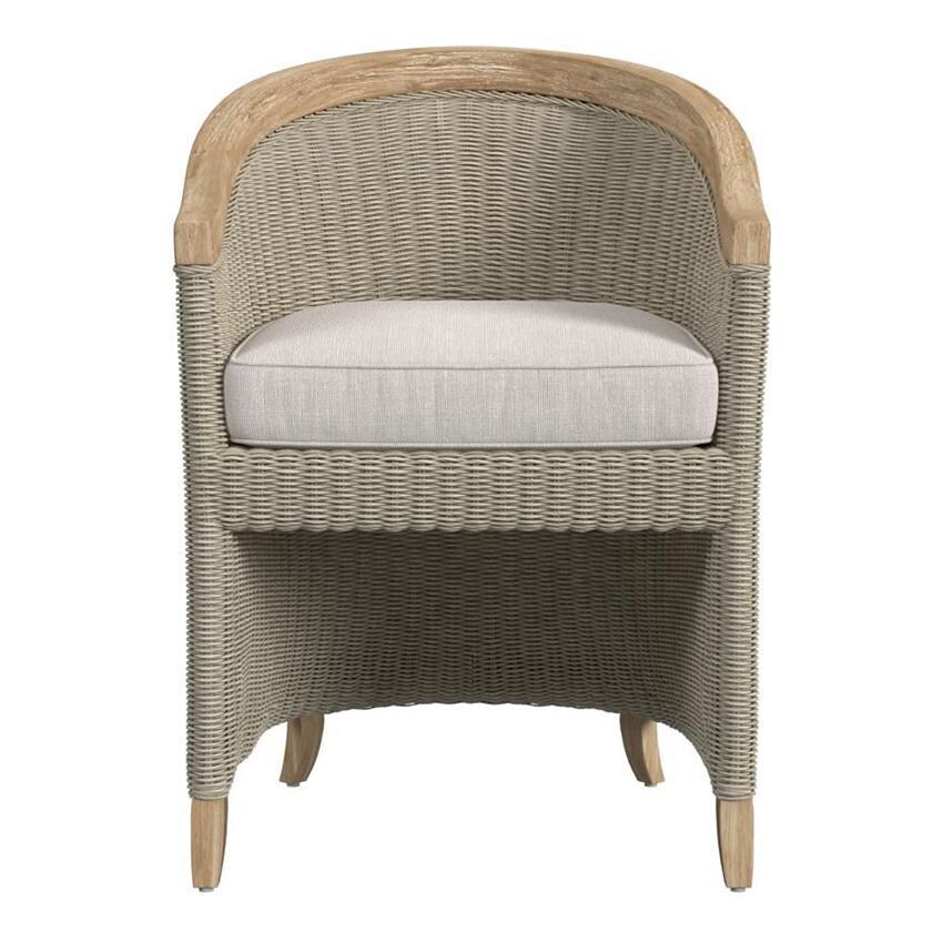 Cambria Teak Dining Arm Chair in Light Wood/Canvas Canvas by Sunset West - Front - White Background thumbnail