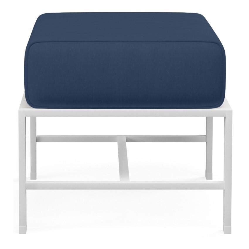 Bristol Aluminum Ottoman w/ Self Welt in White/Spectrum Indigo by Sunset West - White Background thumbnail