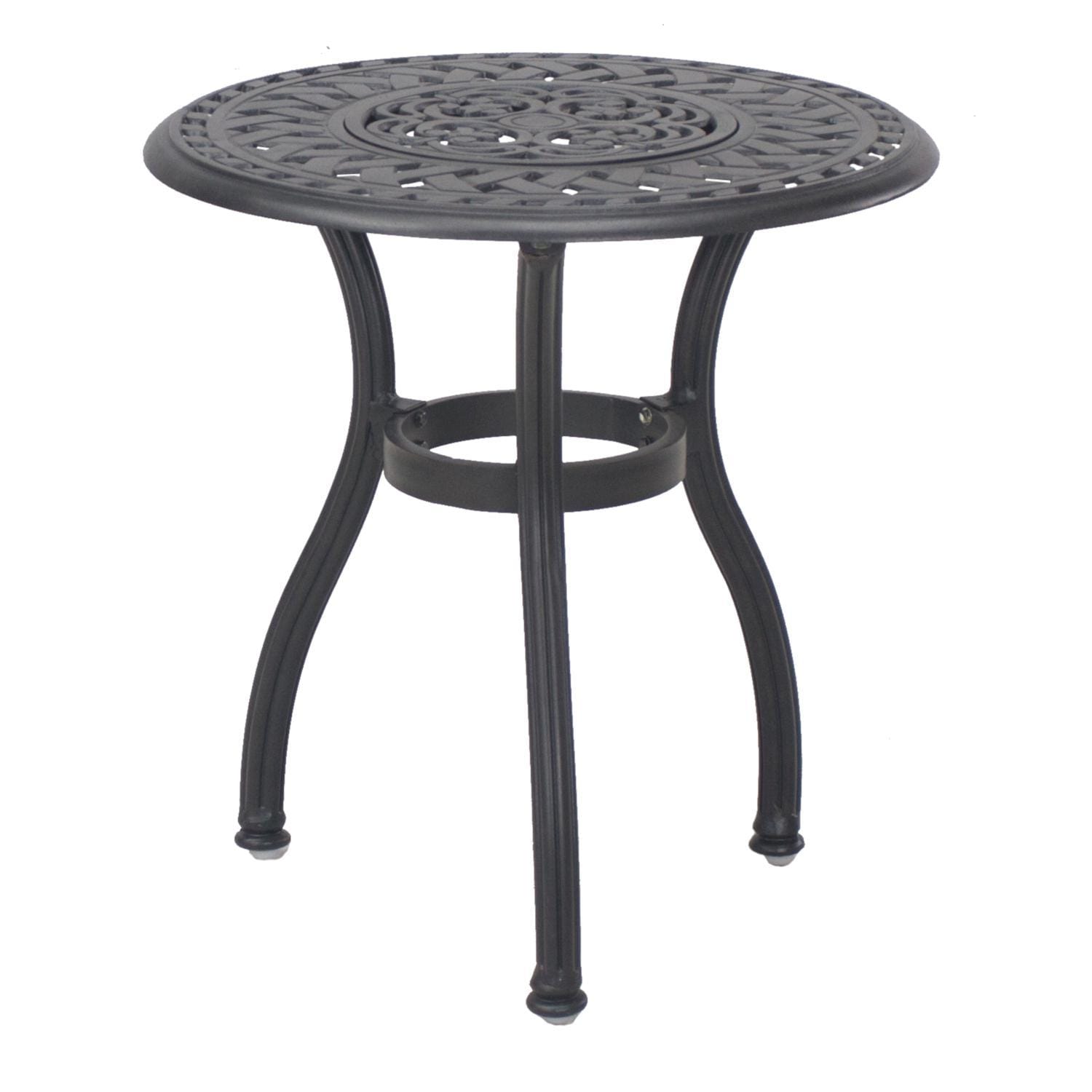 Darlee DL606-5PC-60RQP Nassau 5 Piece Cast Aluminum Patio Conversation Set W/ Ice Bucket Insert & Beige Canvas Cushions - End Table thumbnail