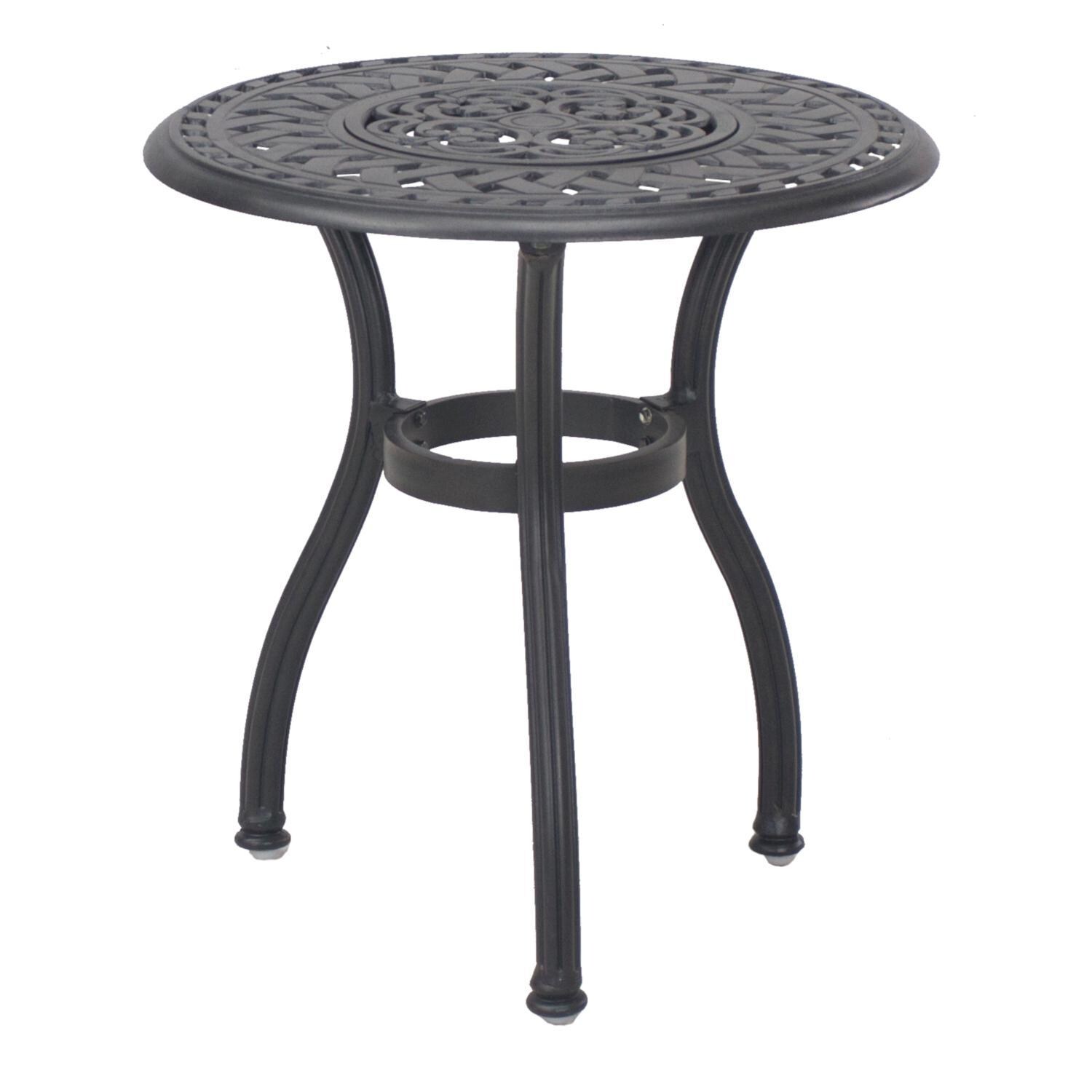 Darlee DL606-5PC-60RQP Nassau 5 Piece Cast Aluminum Patio Conversation Set W/ Ice Bucket Insert & Beige Canvas Cushions - End Table thumbnail
