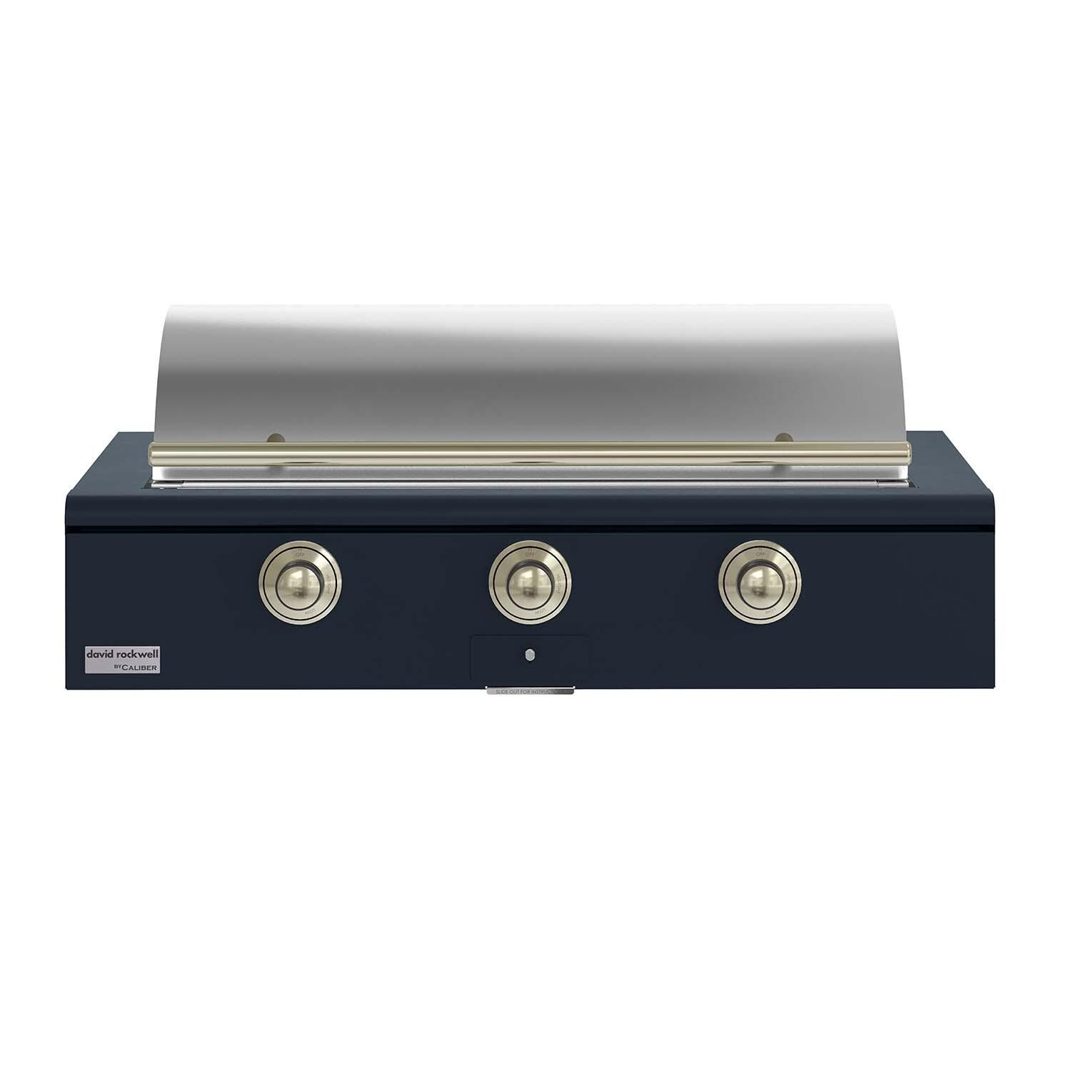 Caliber CRG-48BL00-A-104-H01 48-in Propane Built-In Rockwell Grill - Juniper w/ Brass Hardware - Lid Closed - White Background thumbnail