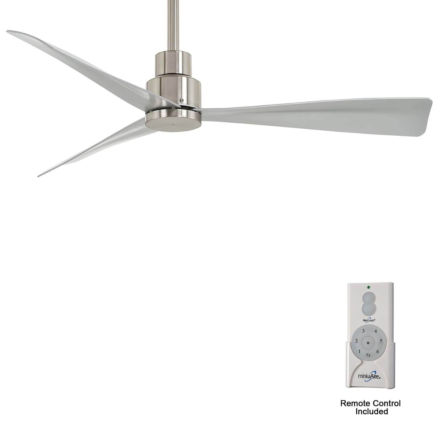 Minka-Aire F786-BNW Simple 44-Inch 3-Blade Ceiling Fan in Brushed Nickel Wet Finish w/ Silver Blades - Remote Included thumbnail