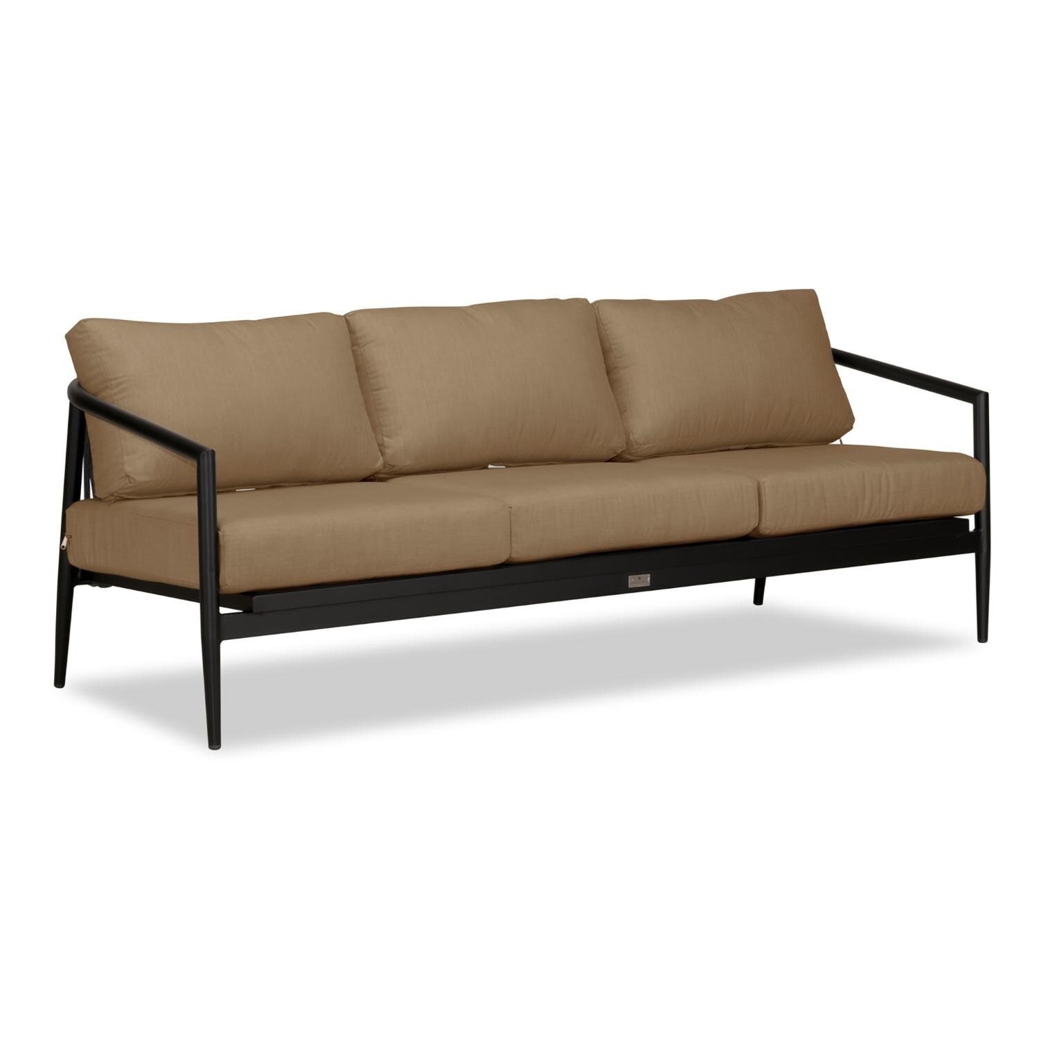 Lakeview Midnight Cove 3 Person Aluminum Sofa in Black/Carbon/Heather Beige - Angled - White Background thumbnail