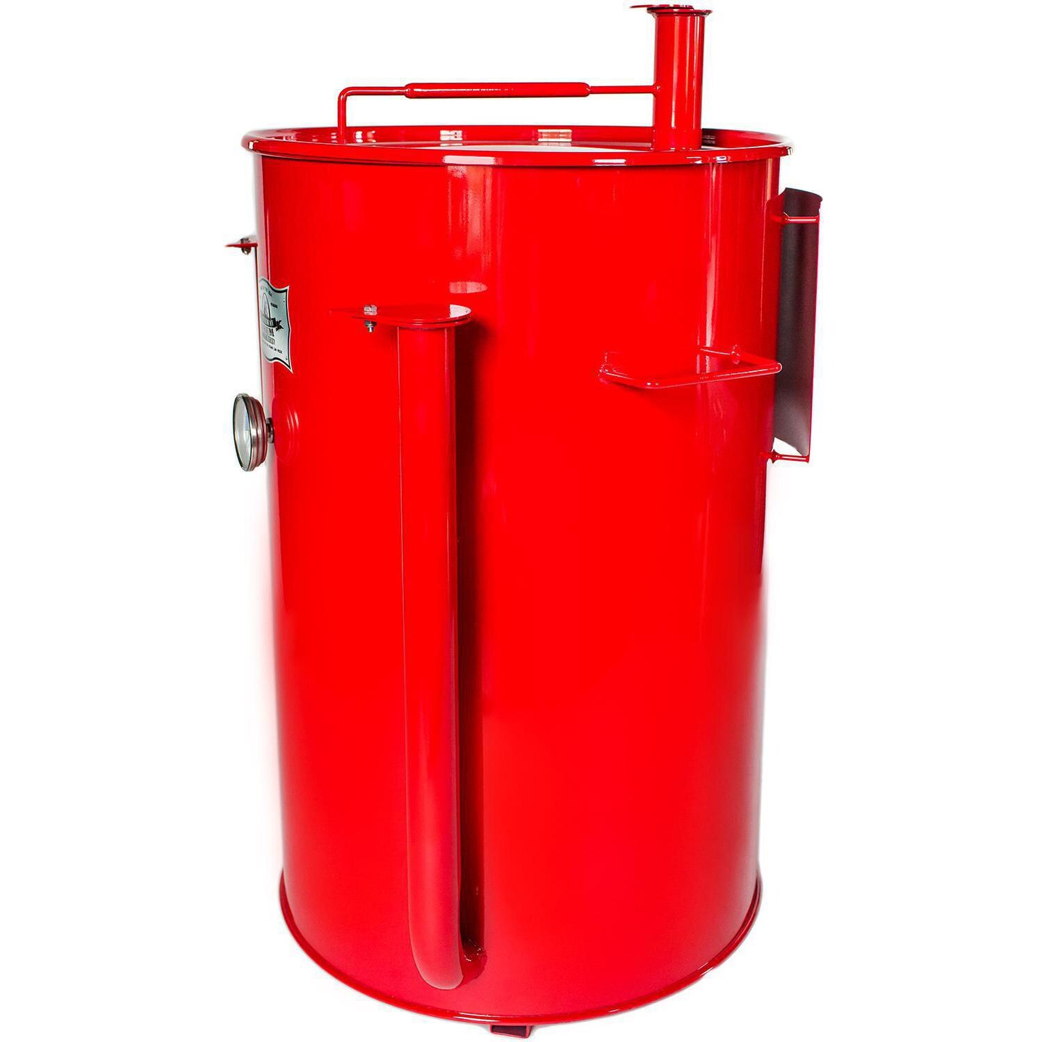 Gateway Drum Smokers 55133 55 Gallon Charcoal BBQ Smoker - Red - Left Side thumbnail