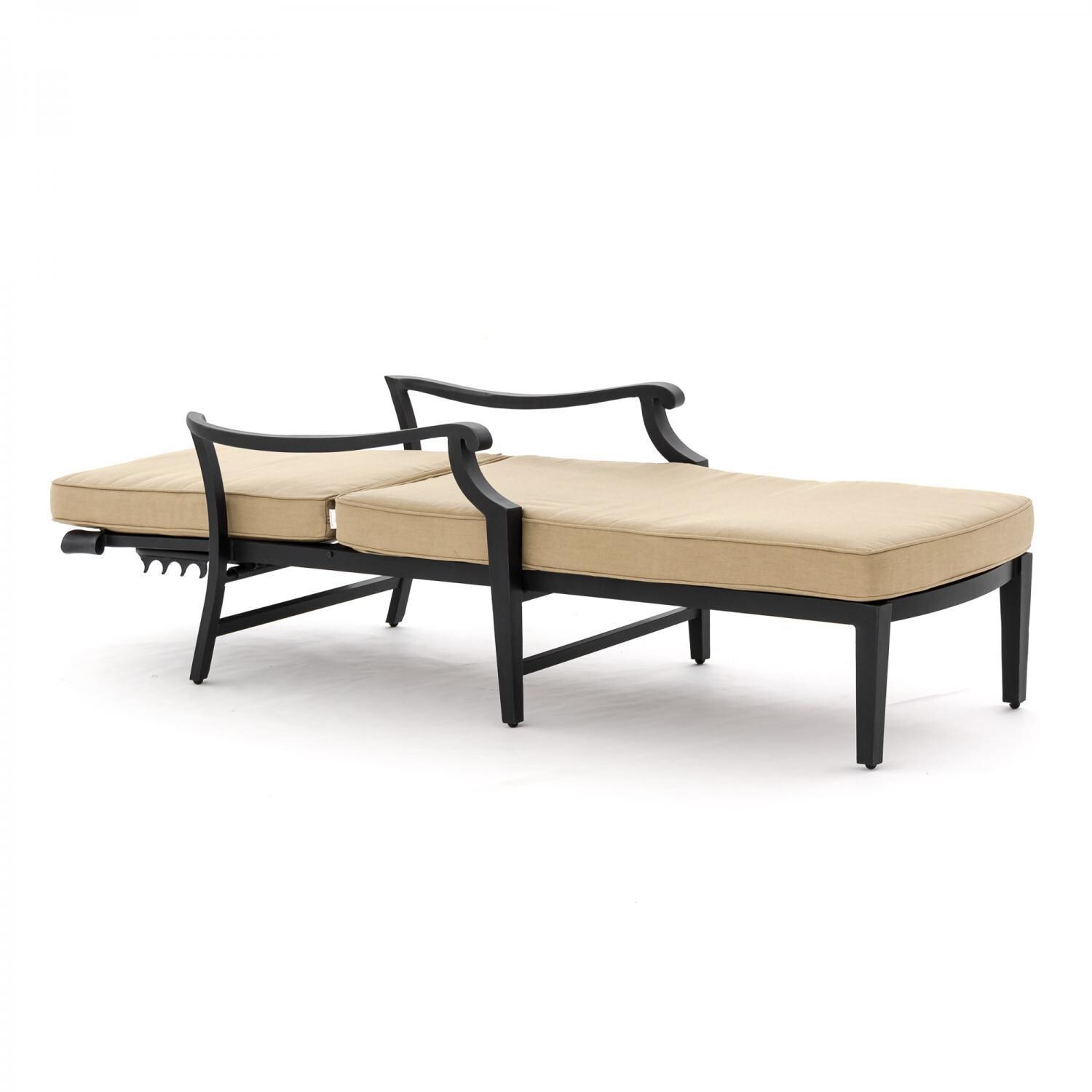 St. Charles Cast Aluminum Patio Chaise Lounge - Canvas Heather Beige Flat thumbnail