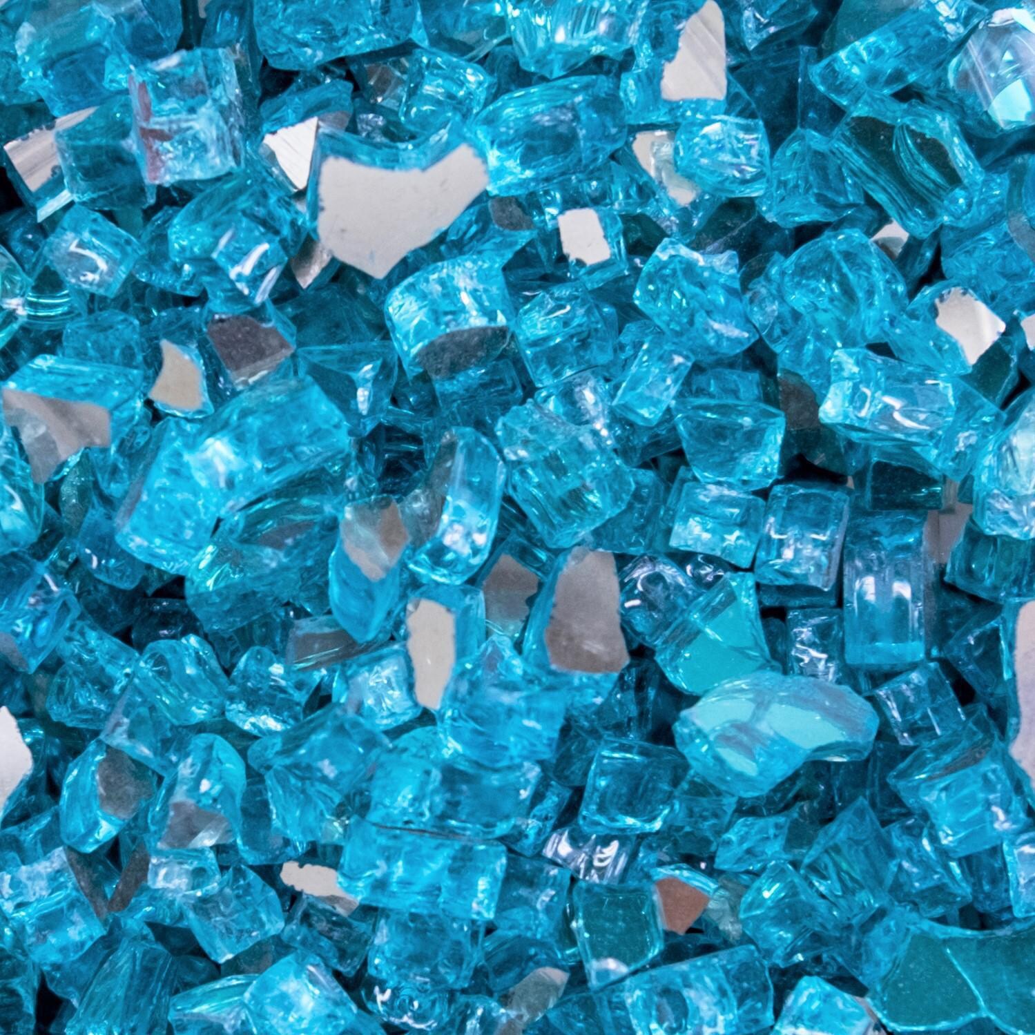 Lakeview Outdoor Designs 1/4-Inch Caribbean Blue Reflective Fire Glass - Close-Up thumbnail