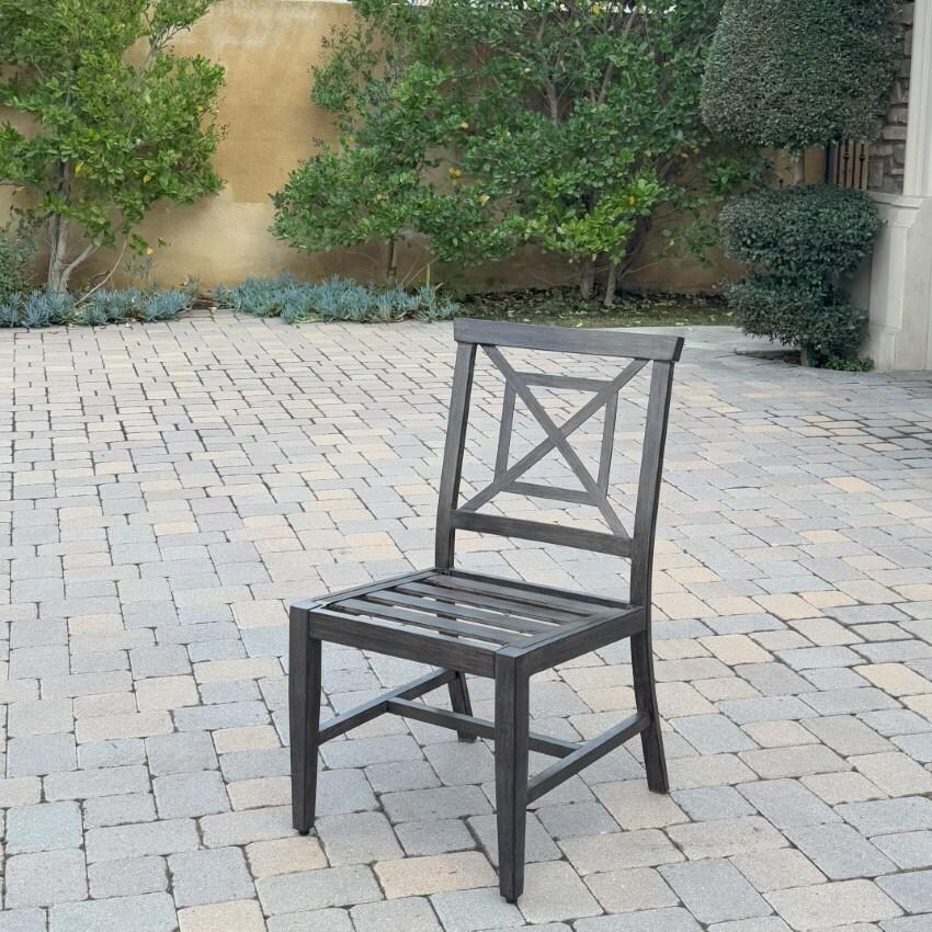 Atlantis Aluminum Dining Side Chair Set of 2 w/ Beige Cushions in Walnut By Darlee - Single Chair w/o Cushion - Lifestyle thumbnail