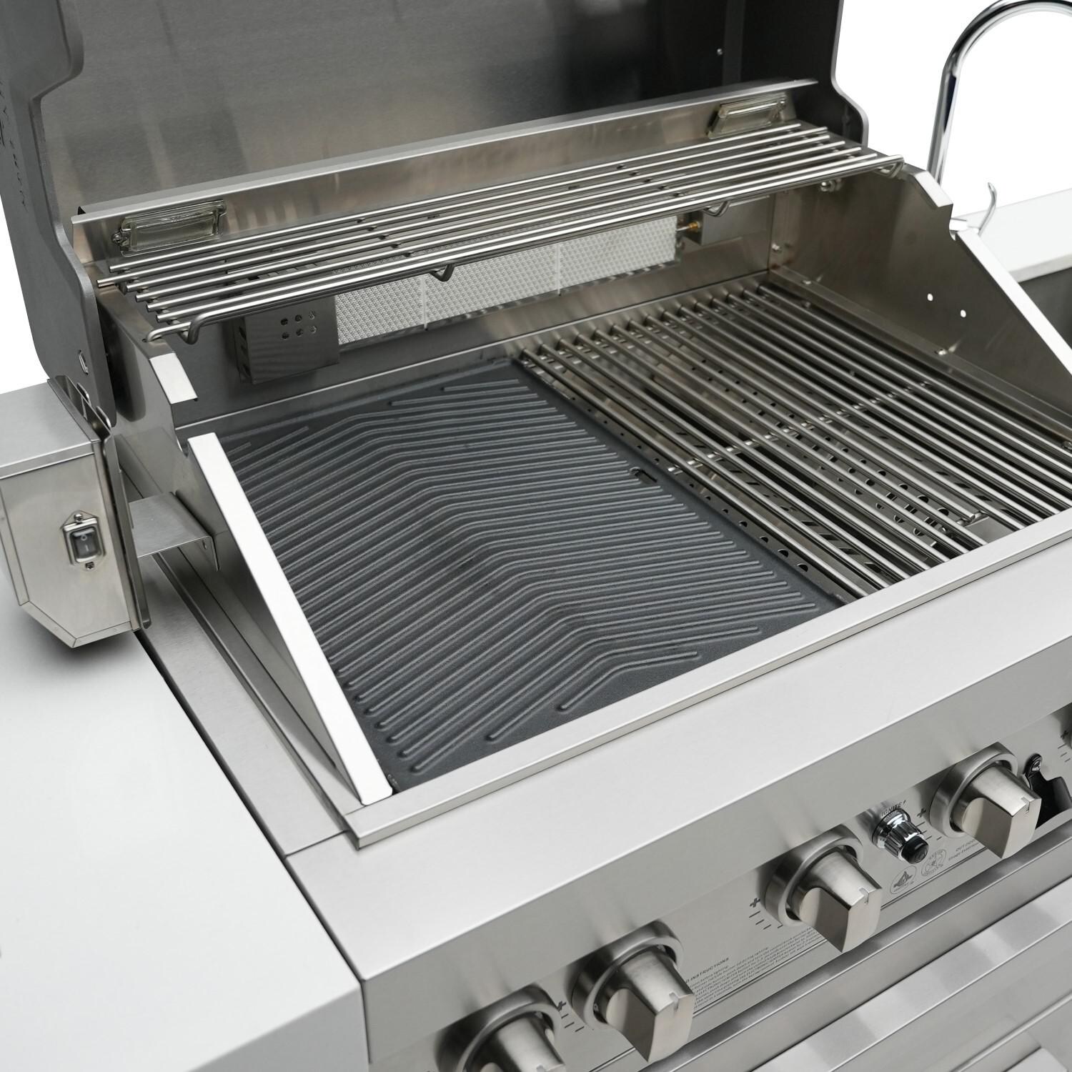 Mont Alpi - MAGR - Cast Iron Dual Sided Griddle Plate - Ridged Side Left Angle thumbnail