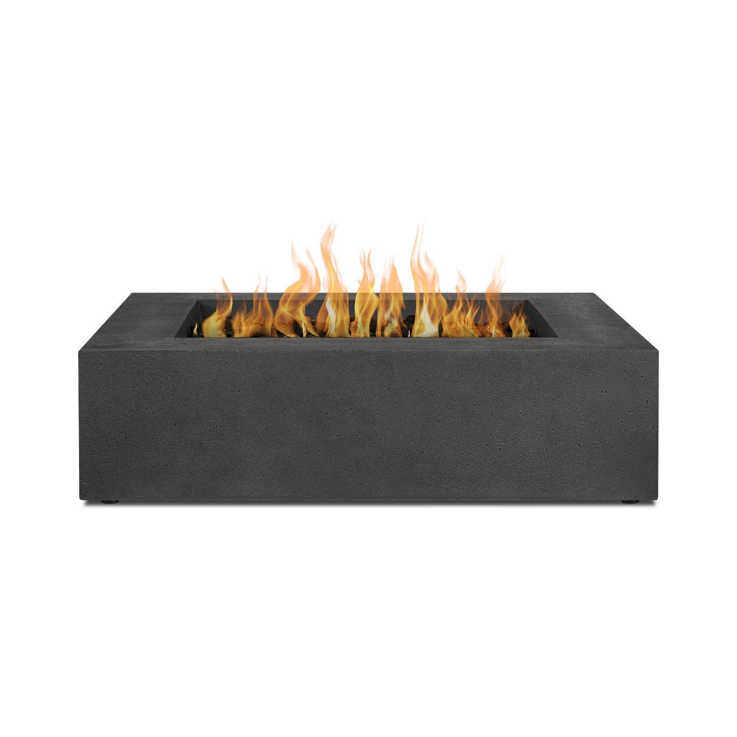 Hillview Bay 2714LP-CBN 42 Inch Square Glass Fiber Reinforced Concrete Propane Fire Pit Table in Carbon by BBQGuys Signature - Side View - White Background thumbnail