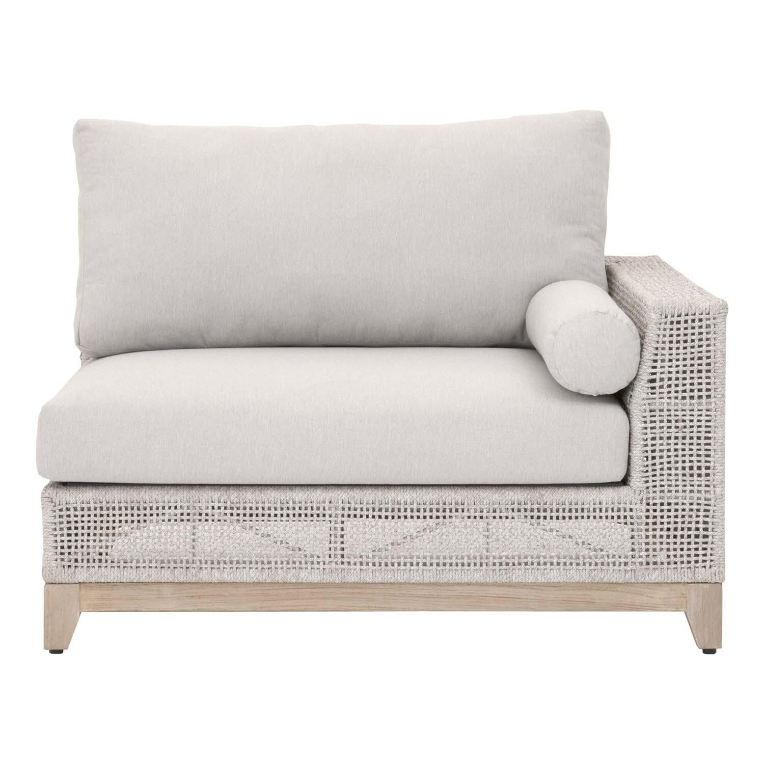 Ranch Pointe Woven Rope Right Arm Sofa in Taupe & White By Lakeview