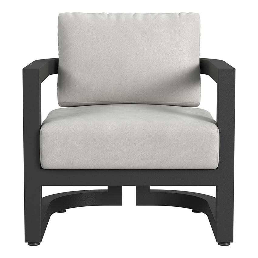 Malibu Aluminum Club Chair in Black/Soothe Pearl by Sunset West - Front - White Background thumbnail