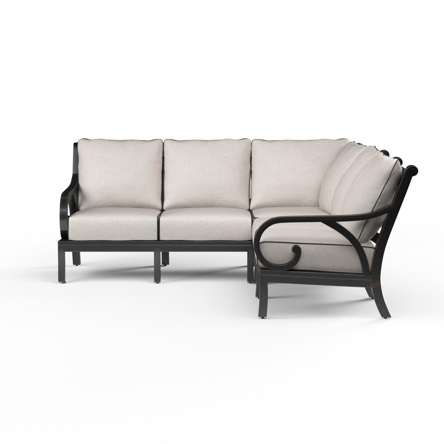 Sunset West - 3001-SEC-56094 - Monterey 3 Piece Cast Aluminum Patio Sectional Set W/ Sunbrella Frequency Sand Cushions - Side View thumbnail