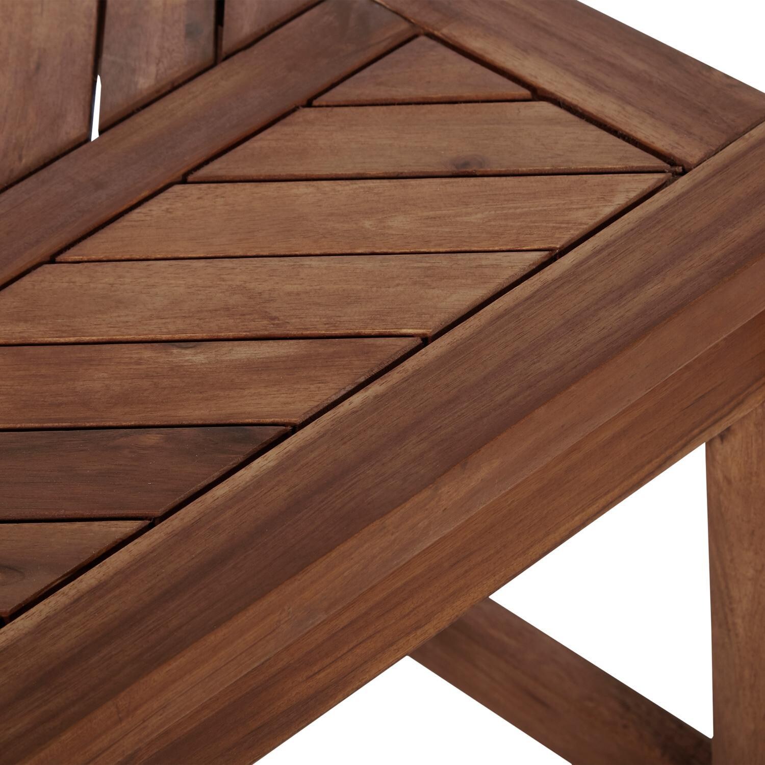 Ultimate Patio Wishlake 53 Inch Acacia Patio Dining Bench - Dark Brown - Bench Top Detail thumbnail