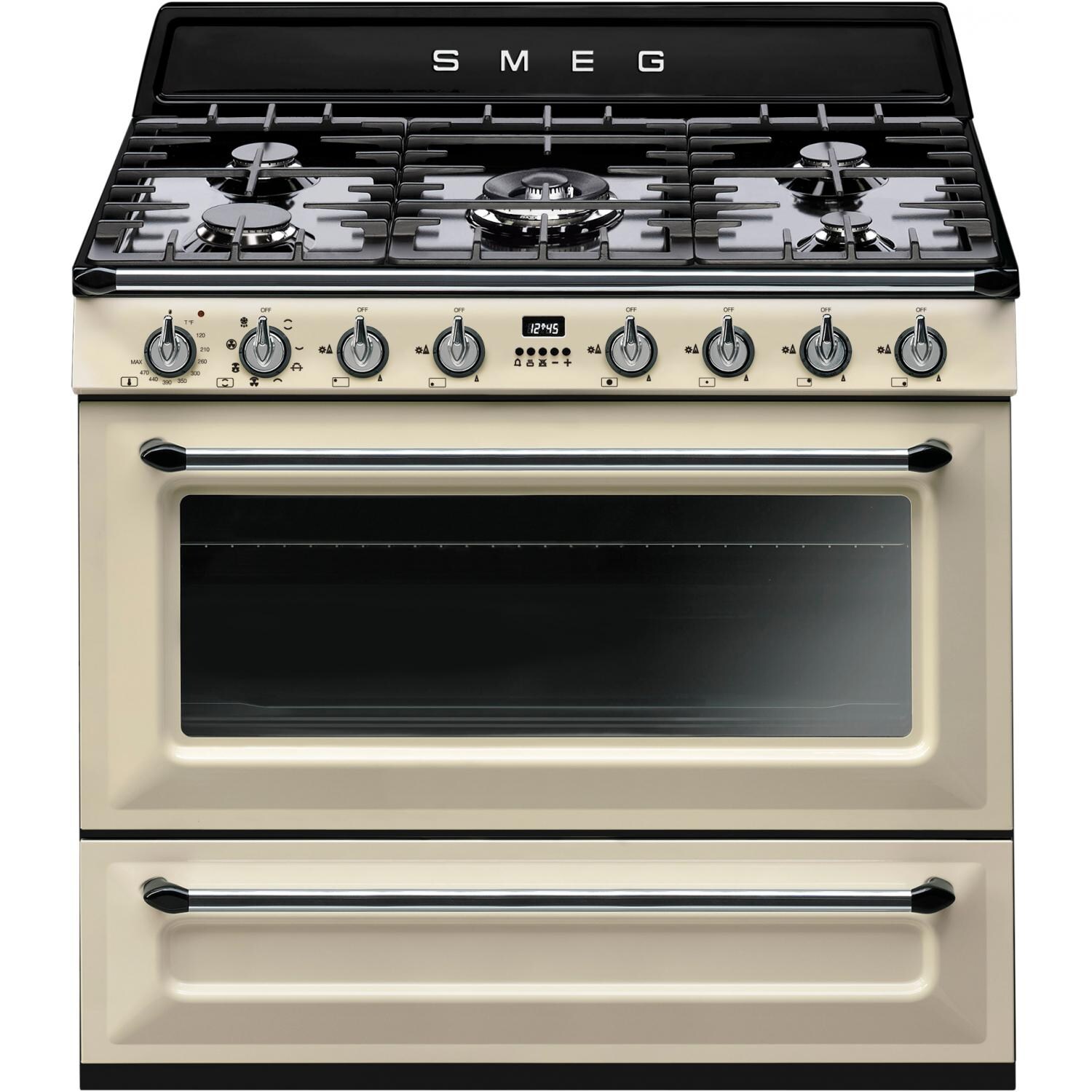 SMEG Victoria 36-Inch 5-Burner Dual Fuel Range in Cream - TRU90P thumbnail