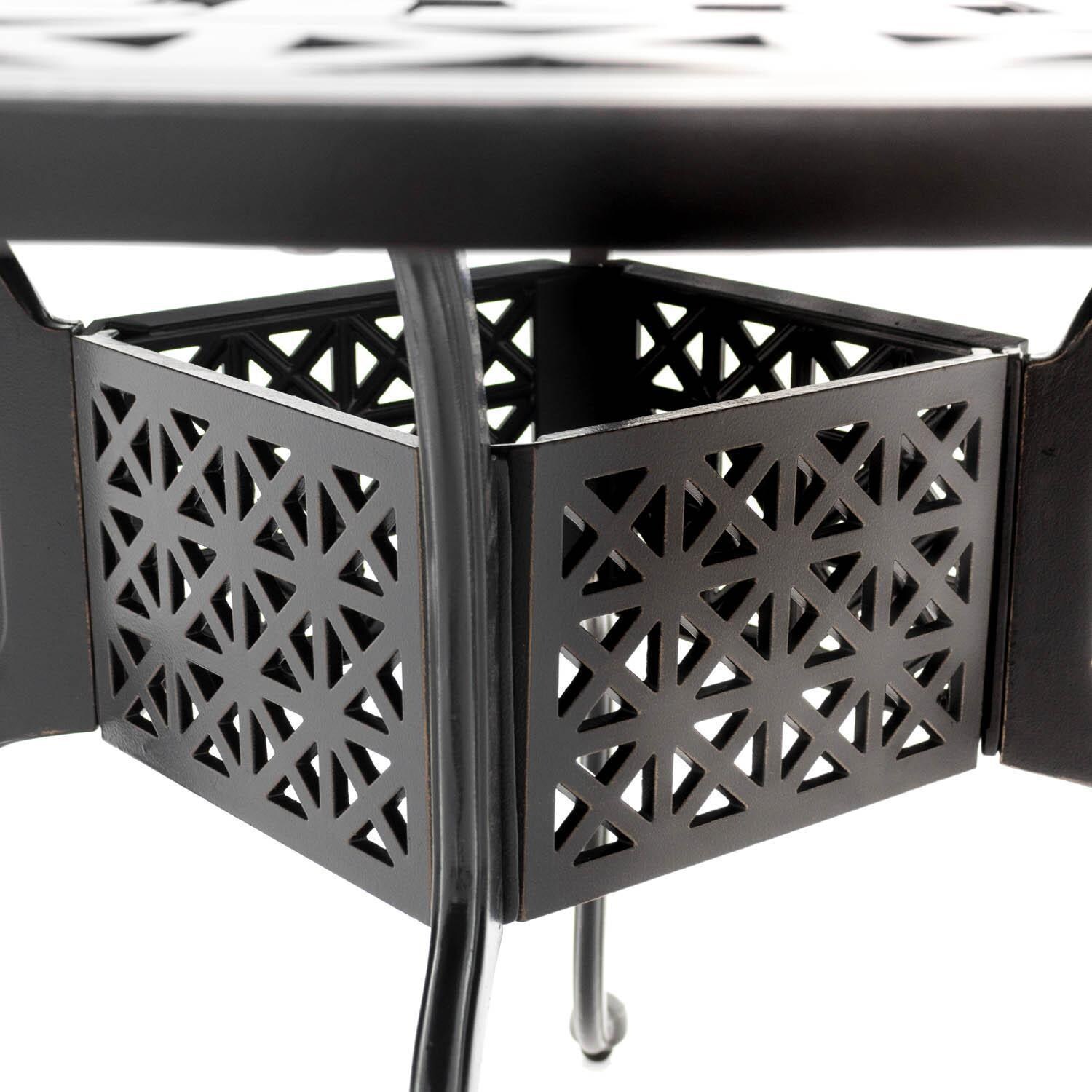 Du Monde 48-Inch Round Cast Aluminum Outdoor Dining Table - Box Stretcher Detail thumbnail