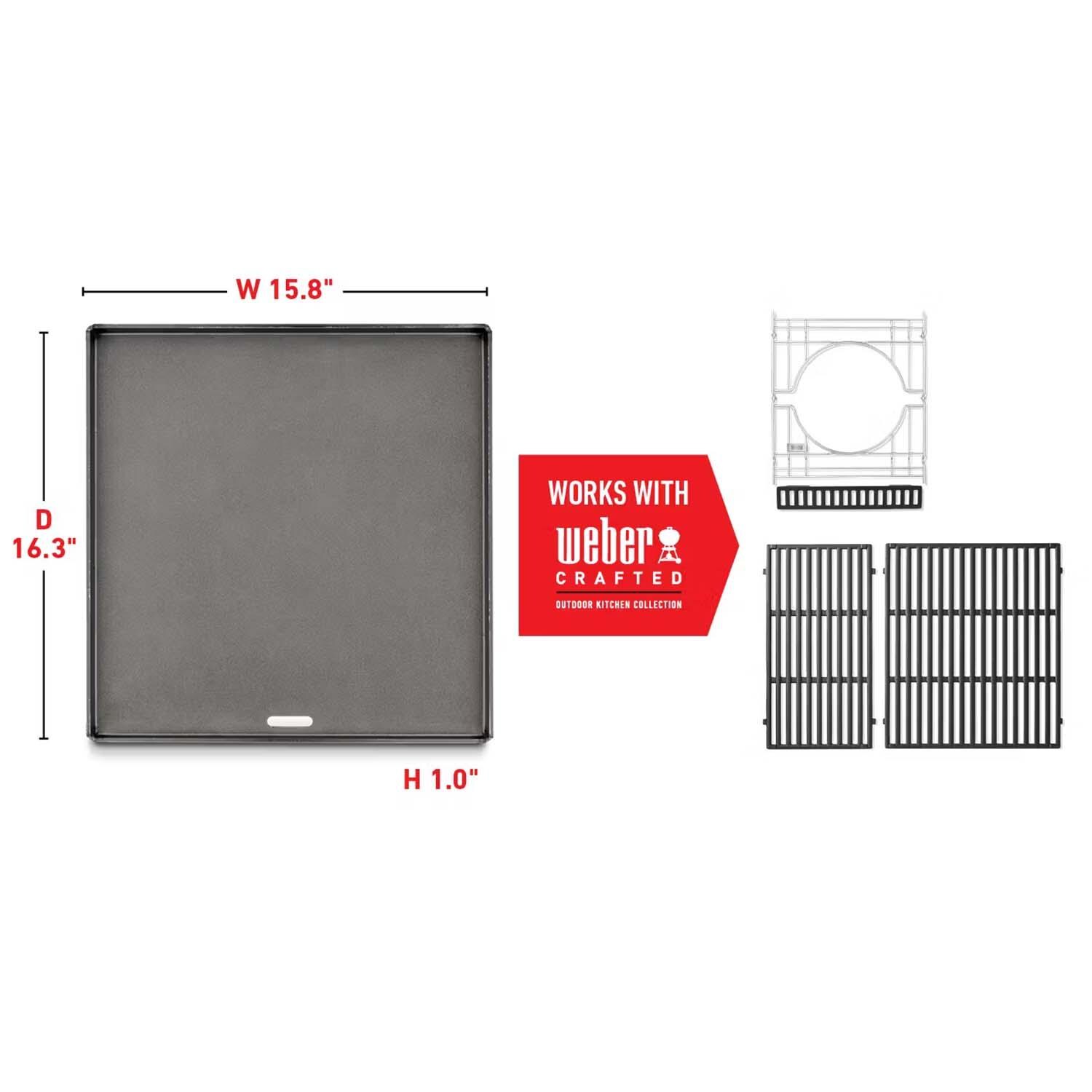 Weber 7672 CRAFTED Flat Top Griddle - Dimensional thumbnail