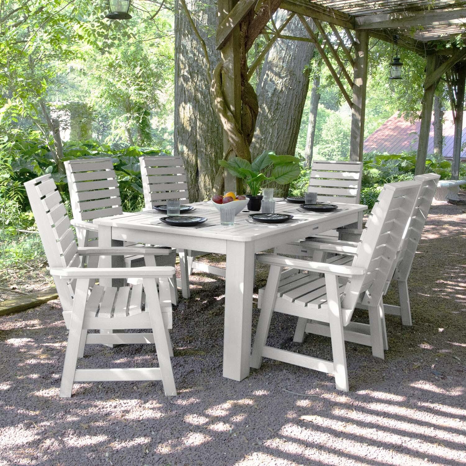 Elm Pointe 7 Pc Recycled Plastic Rectangular Dining Set in White by Lakeview Outdoor Designs