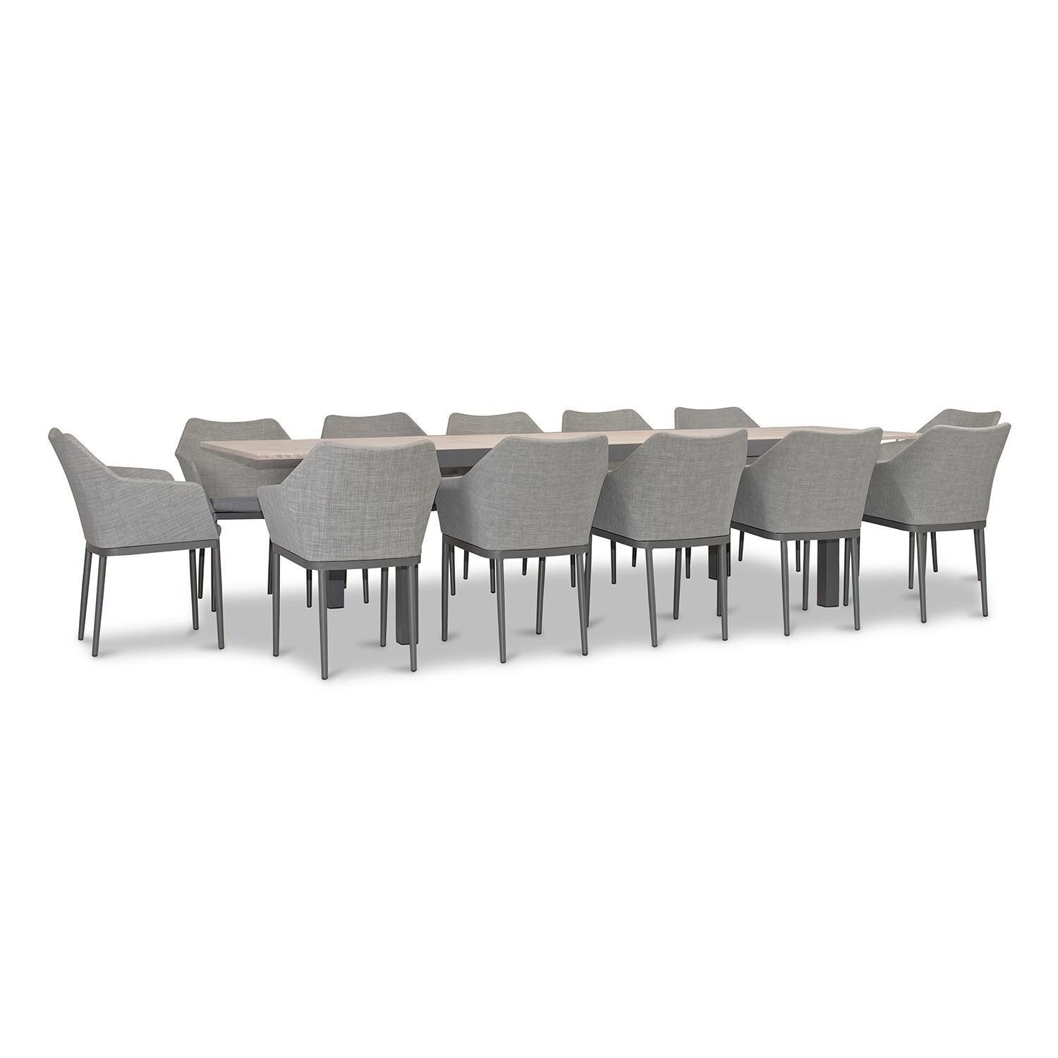 Starlook Bay 13 Pc Extendable Dining Set in Slate/Barnwood by Lakeview - Side View - White Background thumbnail