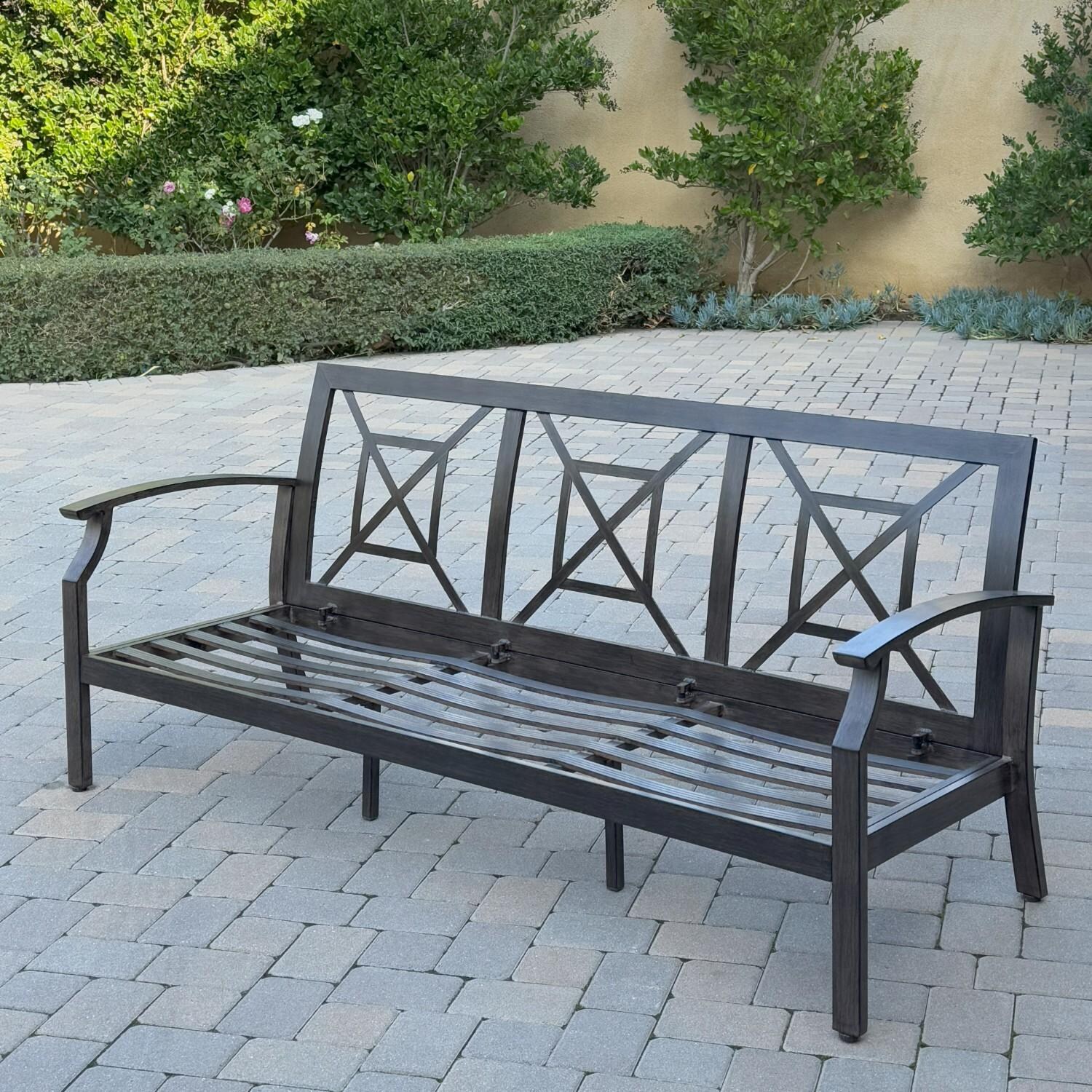 Atlantis Aluminum Sofa in Walnut/Spa by Darlee - Sofa w/o Cushions - Lifestyle thumbnail