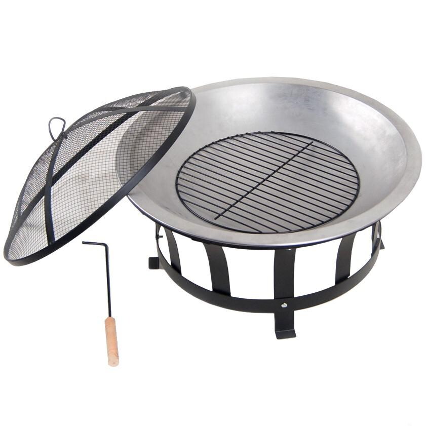 Astella 24-Inch Round Wood-Burning Fire Pit - Steel - FP100 - Included Fire Poker