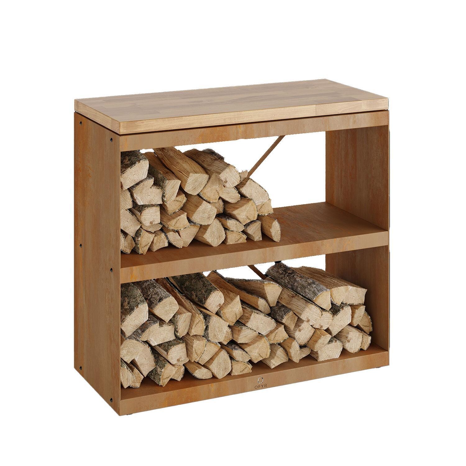 OFYR WS-D Wood Storage Corten Dressoir 40 Inch Food Prep Station - Display - White Background thumbnail