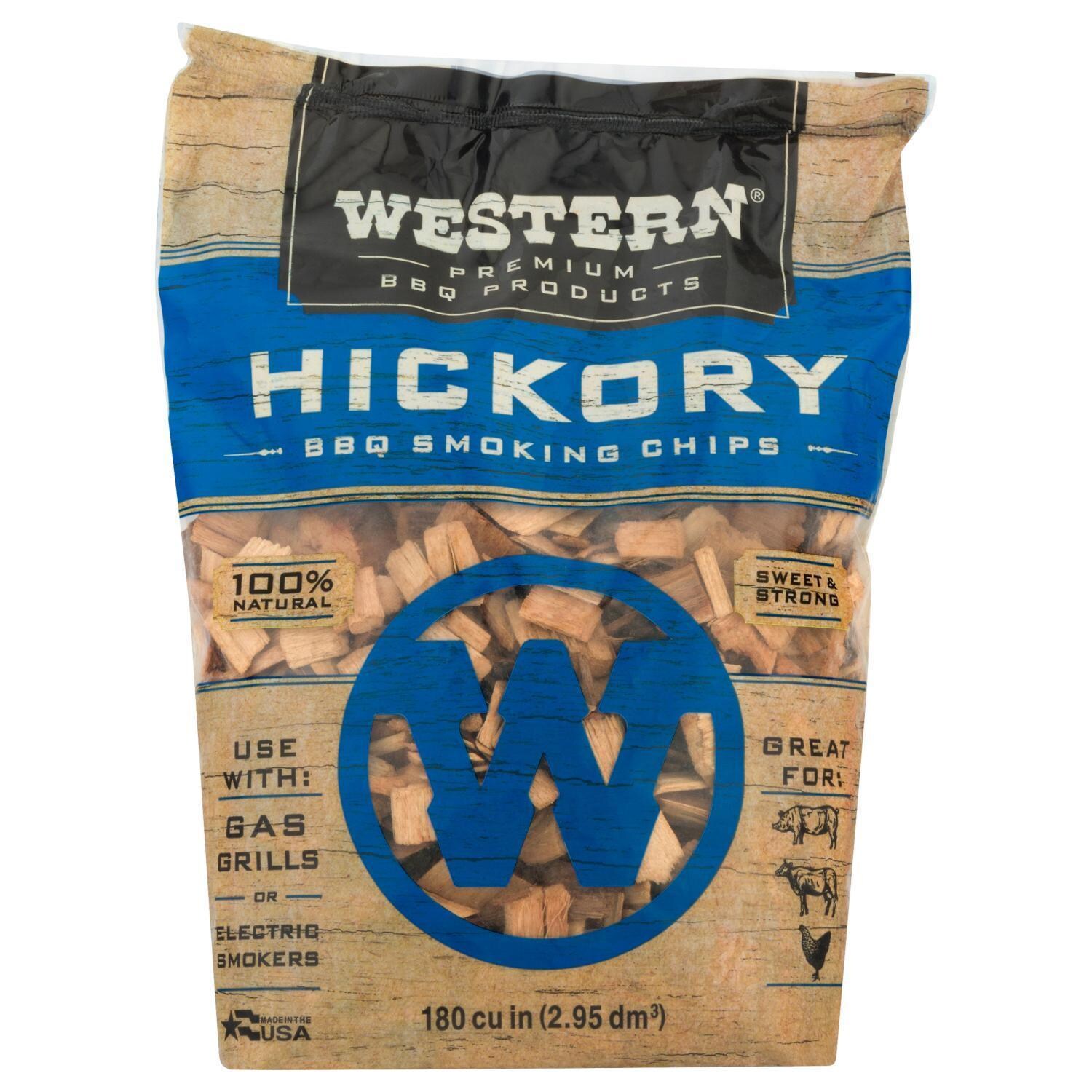Western 78075 Hickory BBQ Smoking Chips (180 Cu. In.) - White Background thumbnail