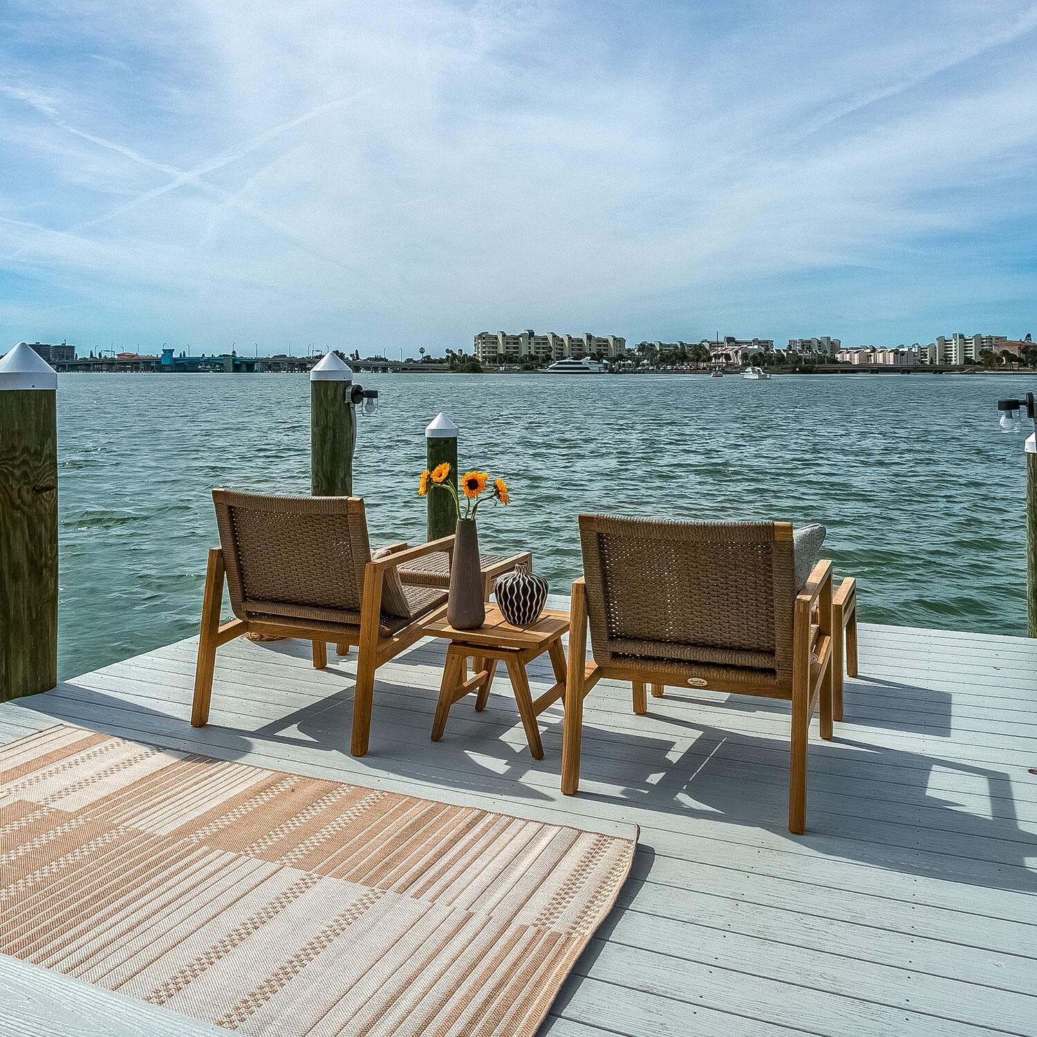 Admiral Rope Club Chair in Brown Sand by Royal Teak Collection - Ocean Shore - Lifestyle thumbnail