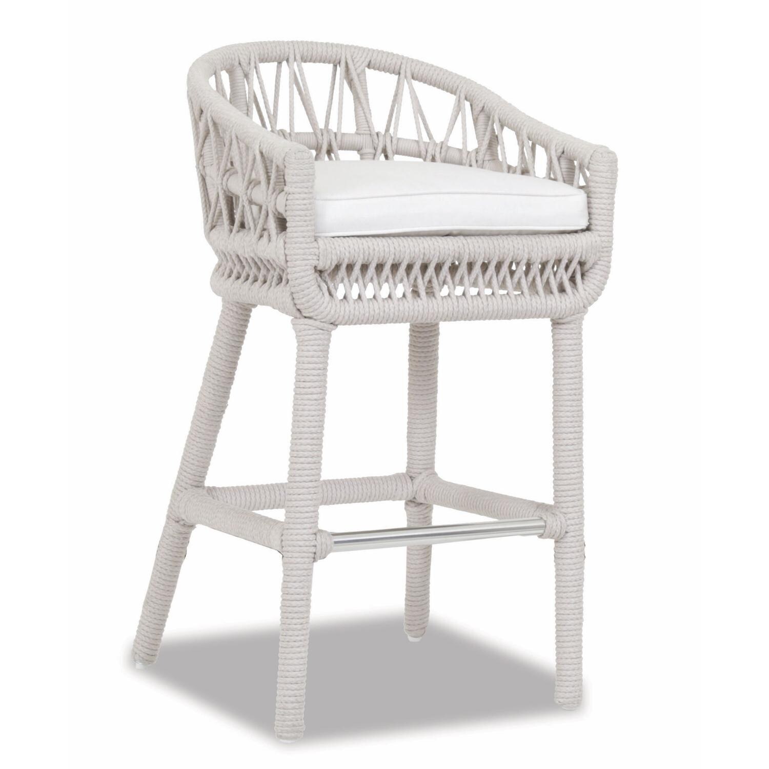Sunset West - 4301-7B-8353 - Dana Olefin Rope Patio Bar Stool W/ Sunbrella Linen Canvas Cushions thumbnail