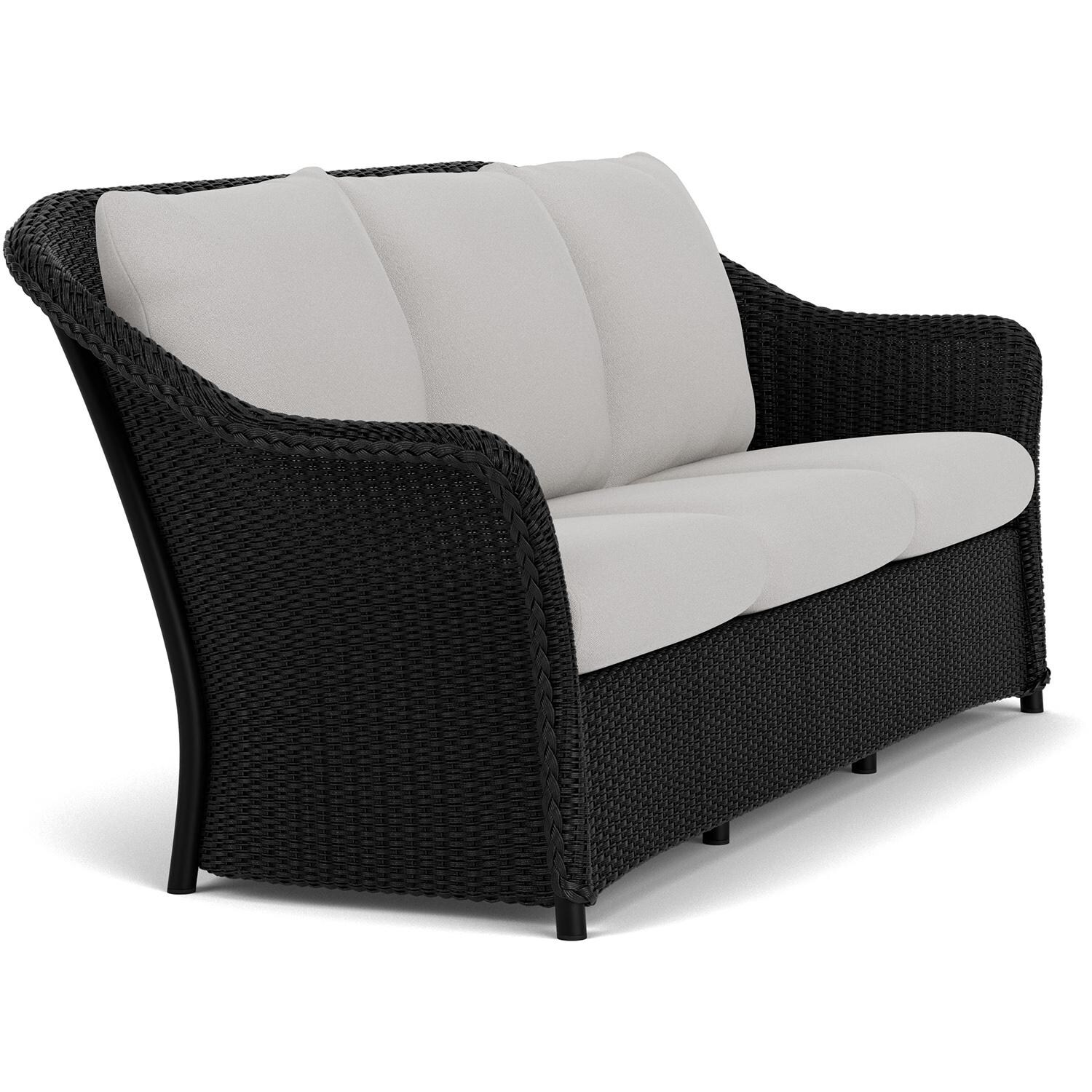 Lloyd Flanders Weekend Retreat Sofa in Ebony Finish W/ Tundra Dove Fabric - Angled thumbnail
