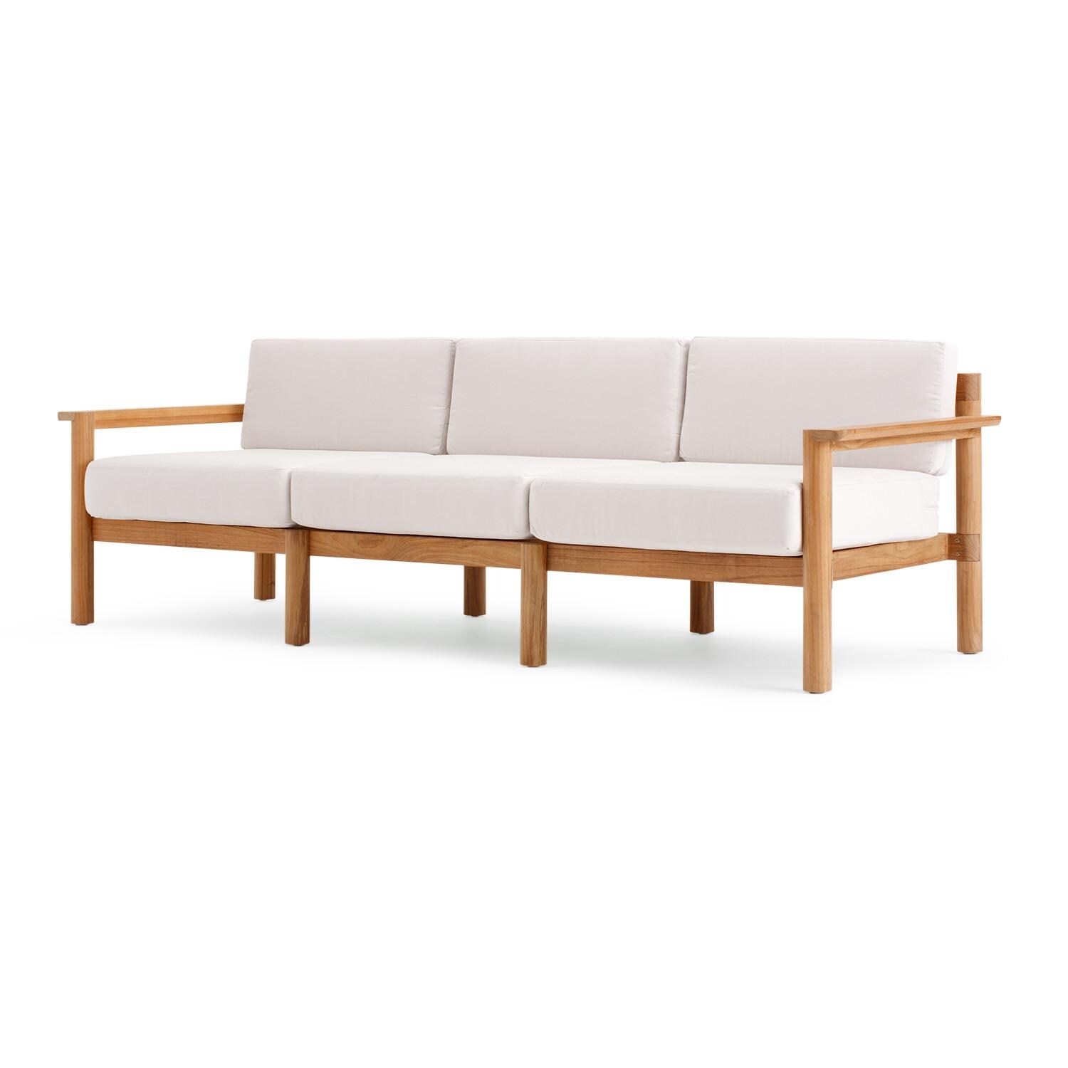 Neighbor Sofa W/ Teak Arms - Sunbrella Canvas image