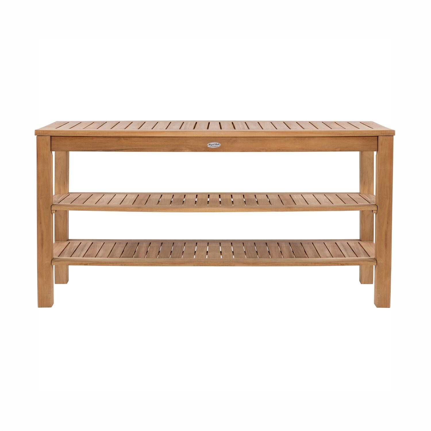 Admiral 60 Inch Teak Console Table w/ Shelves by Royal Teak Collection