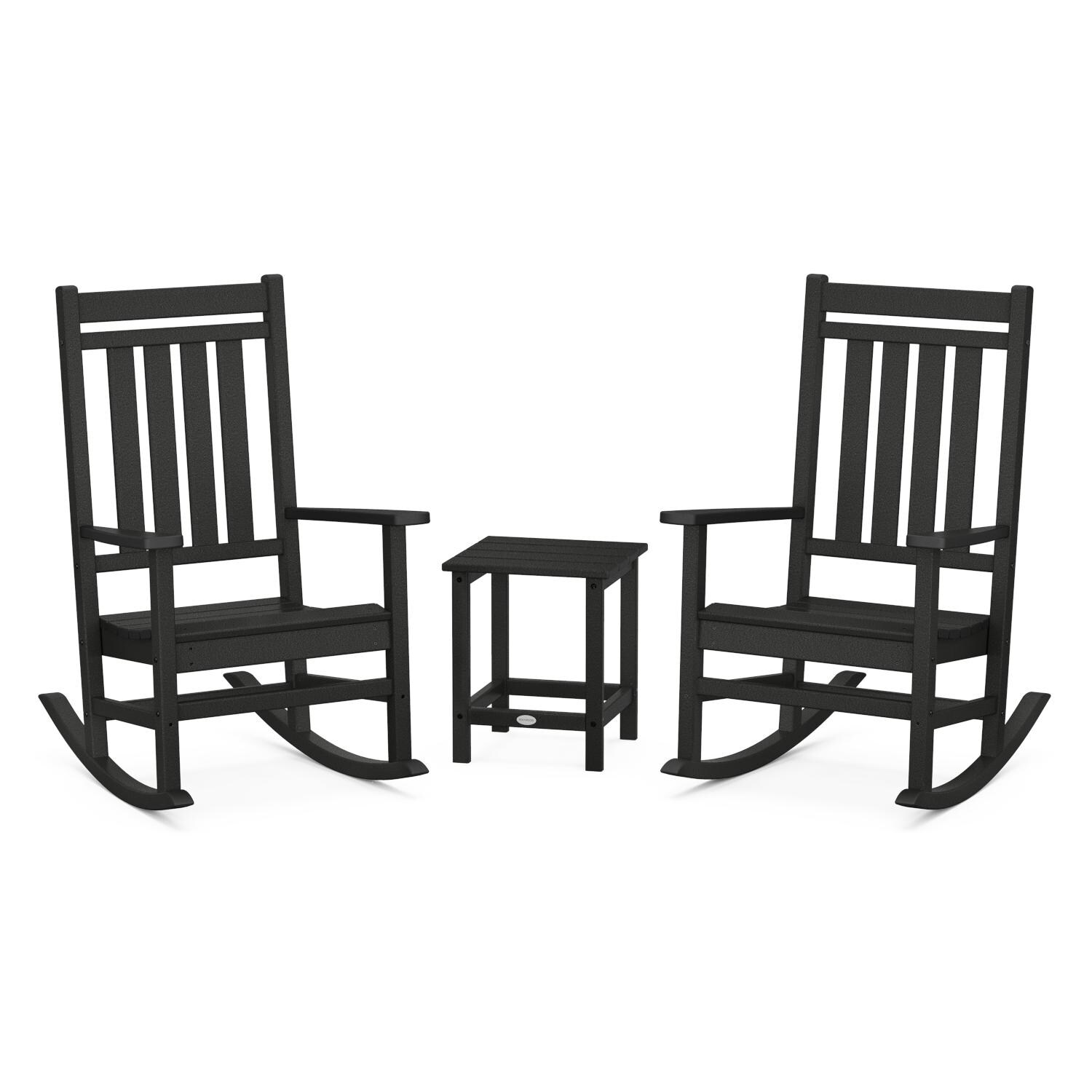 Estate 3 Pc Recycled Plastic Seating Set w/ Long Island End Table in Black by POLYWOOD
