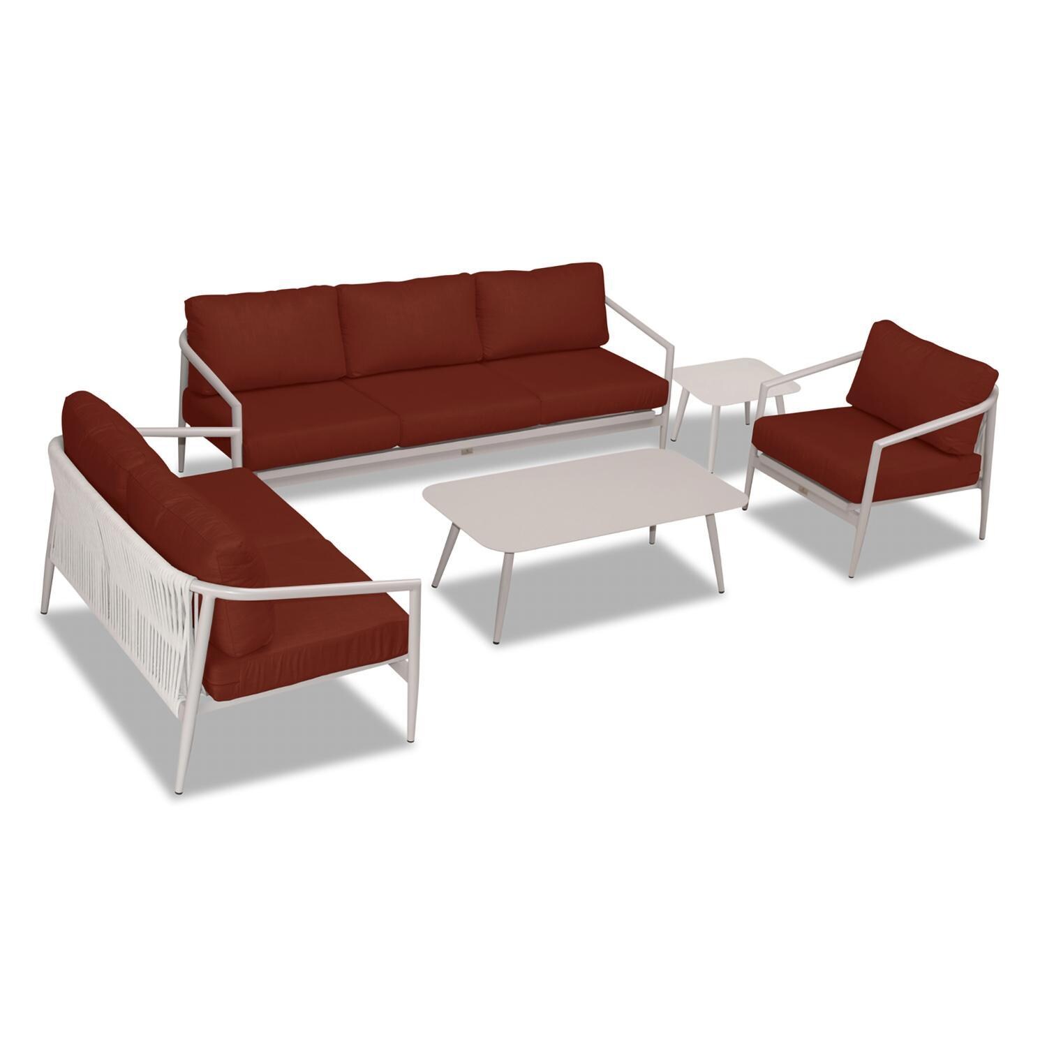 Lakeview Midnight Cove 5 Pc Aluminum Sofa Seating Set in Urban Stone/Canvas Henna - Top - White Background thumbnail
