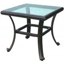 Darlee Classic Cast Aluminum Patio End Table With Glass Top image