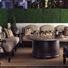 Kingstown Sedona 6 Piece Cast Aluminum Patio Conversation Set W/ Fire Pit Table & Sunbrella Fabric By Tommy Bahama image