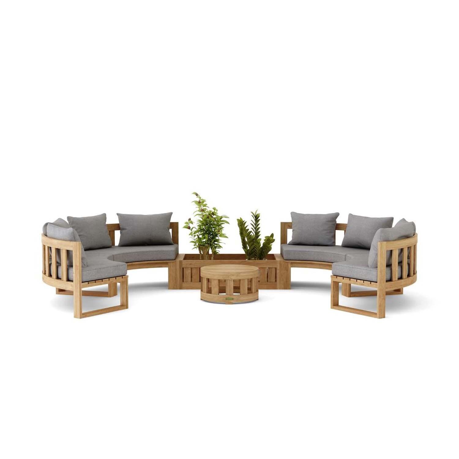 St. Charles 8 Person Teak Seating Set w/ Planter in Cast Slate by Lakeview Outdoor Designs - Set - White Background thumbnail