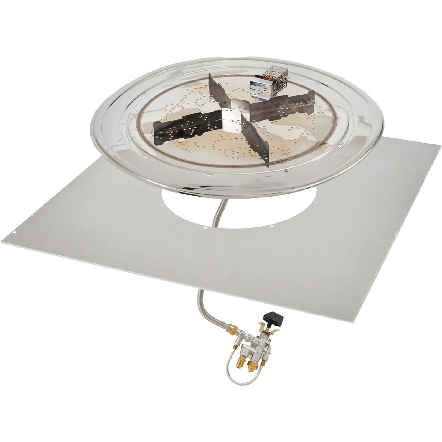 The Outdoor GreatRoom Company BP42S-A Crystal Fire Plus 42 Inch Flat Square 105,000 BTU Propane Fire Pit Burner Kit - Stainless Steel - Kit - White Background thumbnail