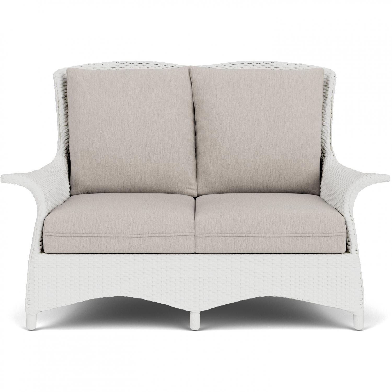 Mandalay Lloyd Loom Loveseat in Matte White/Remy Cloud by Lloyd Flanders