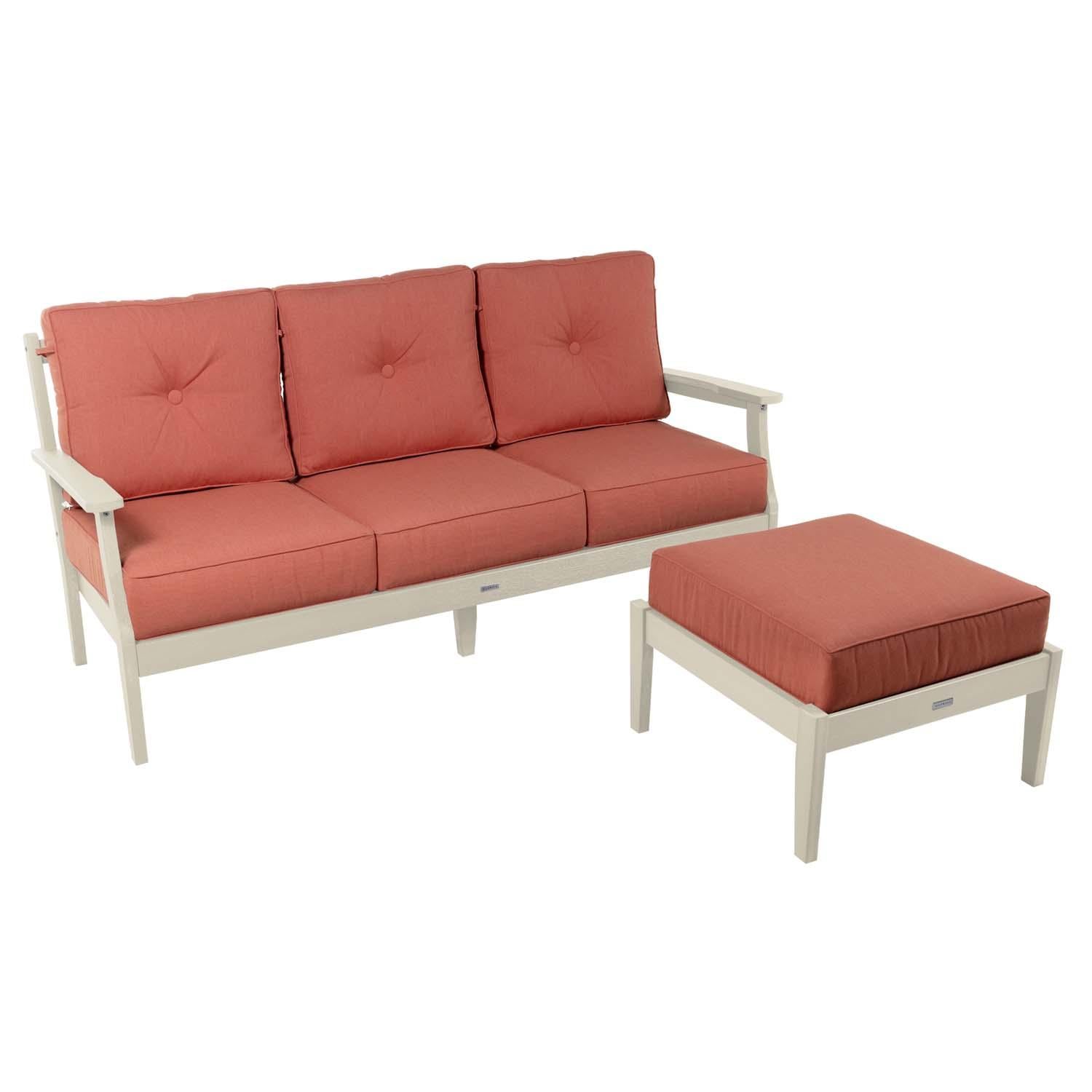 Blushing Bay 2 Pc Recycled Plastic Seating Set in Canvas Persimmon/Whitewash by Lakeview Outdoor Designs - White Background thumbnail