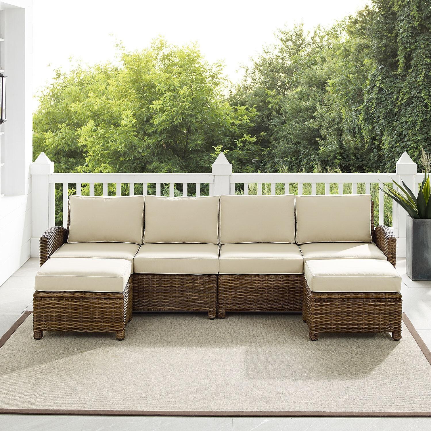 Ultimate Patio UP-92420WB-SA 4Pc Wicker Outdoor Sectional Patio Furniture Set in Sand - Front View - Lifestyle thumbnail