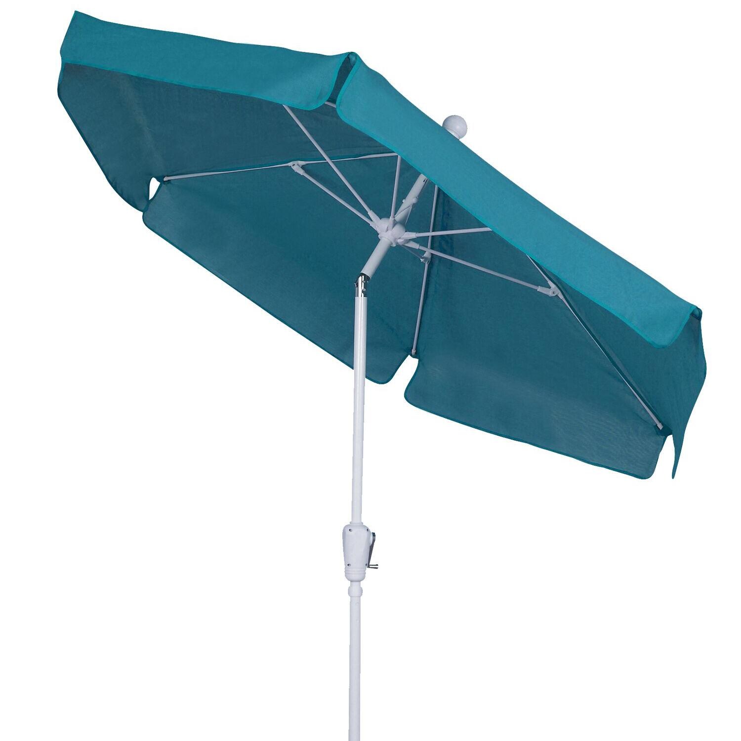 Fiberbuilt 7 5 Ft Aluminum Market Patio Umbrella W Crank Lift Tilt Teal Bbqguys