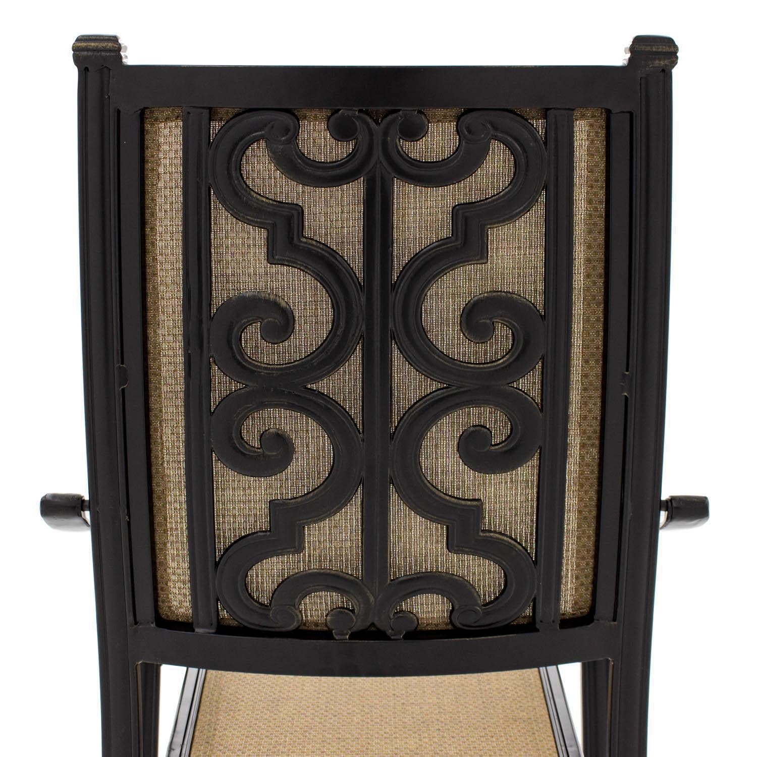 Bocage 7 Piece Cast Aluminum Sling Patio Dining Set - Dining Arm Chair Back Detail thumbnail